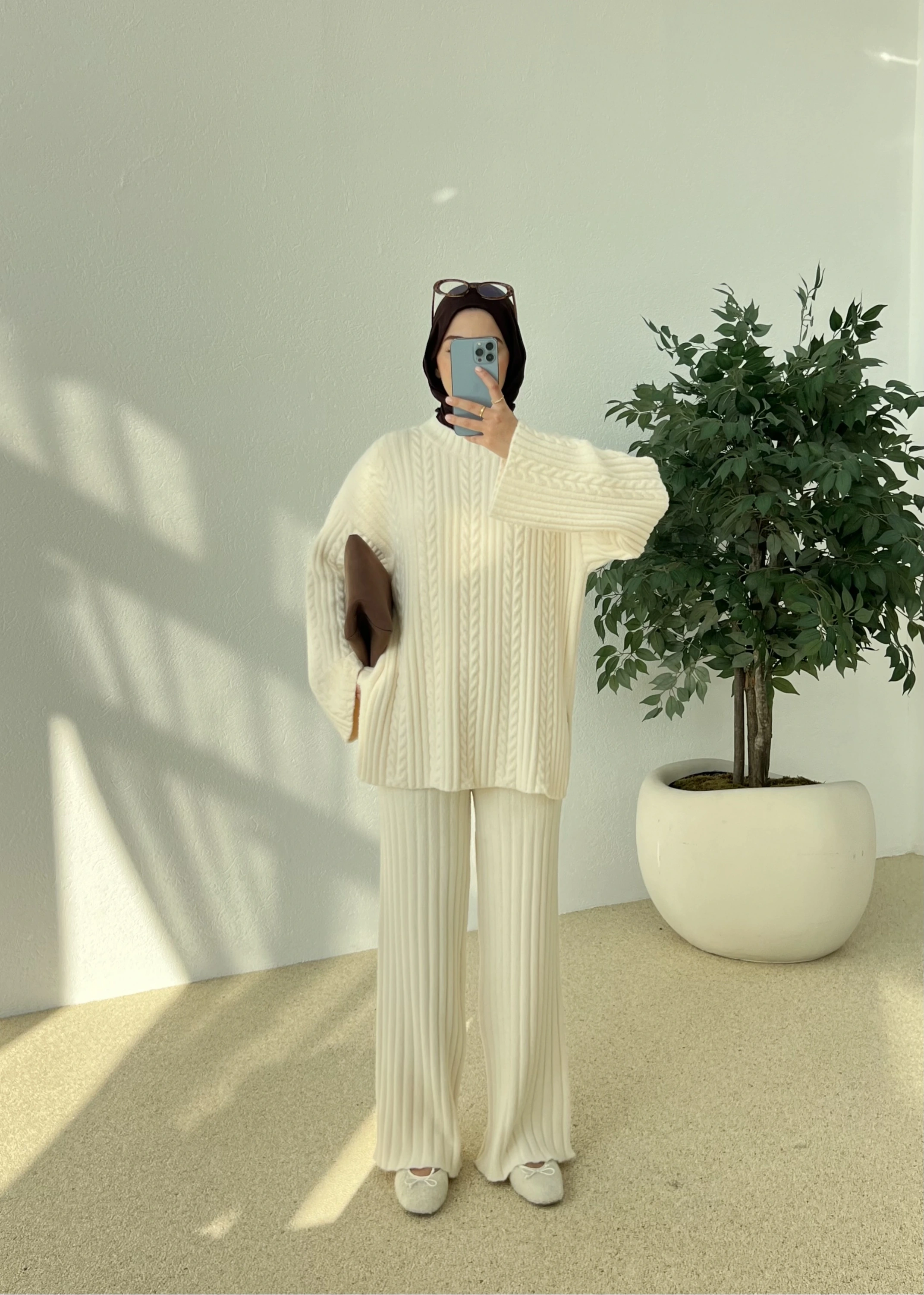 ÖRGÜ DOKULU TAKIM PREMİUM (bej city)