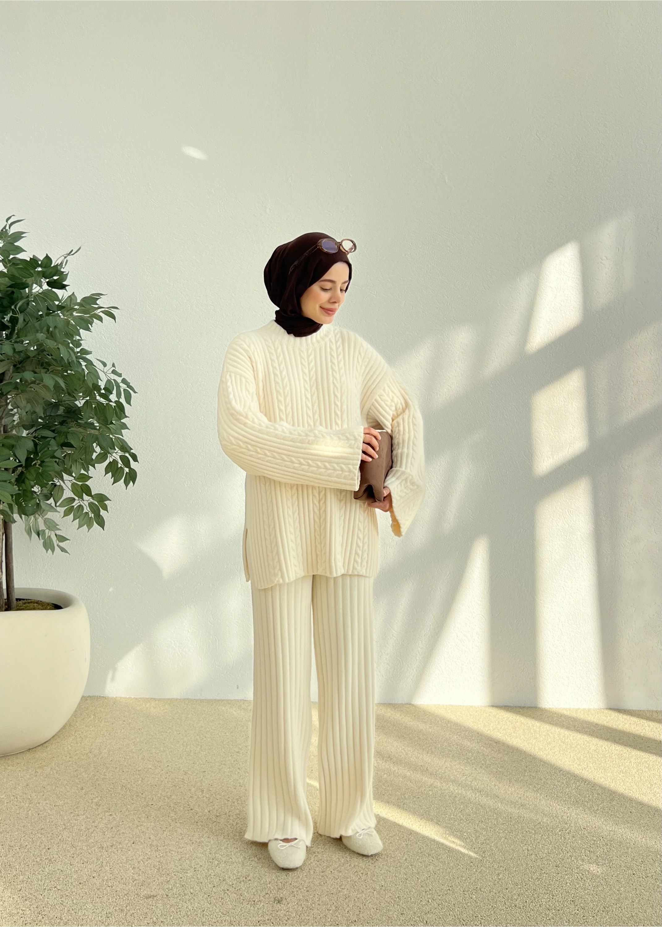 ÖRGÜ DOKULU TAKIM PREMİUM (bej city)