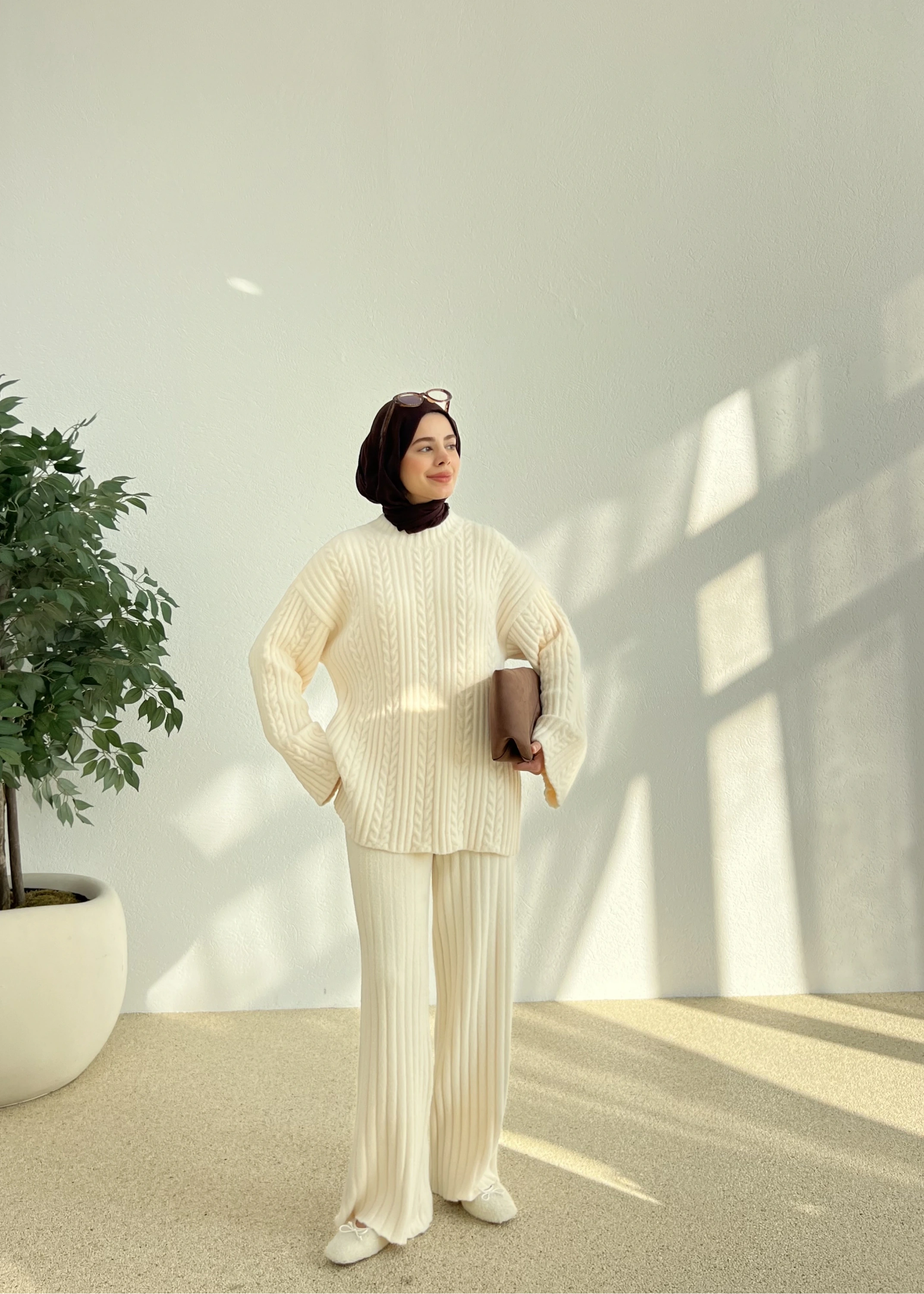 ÖRGÜ DOKULU TAKIM PREMİUM (bej city)