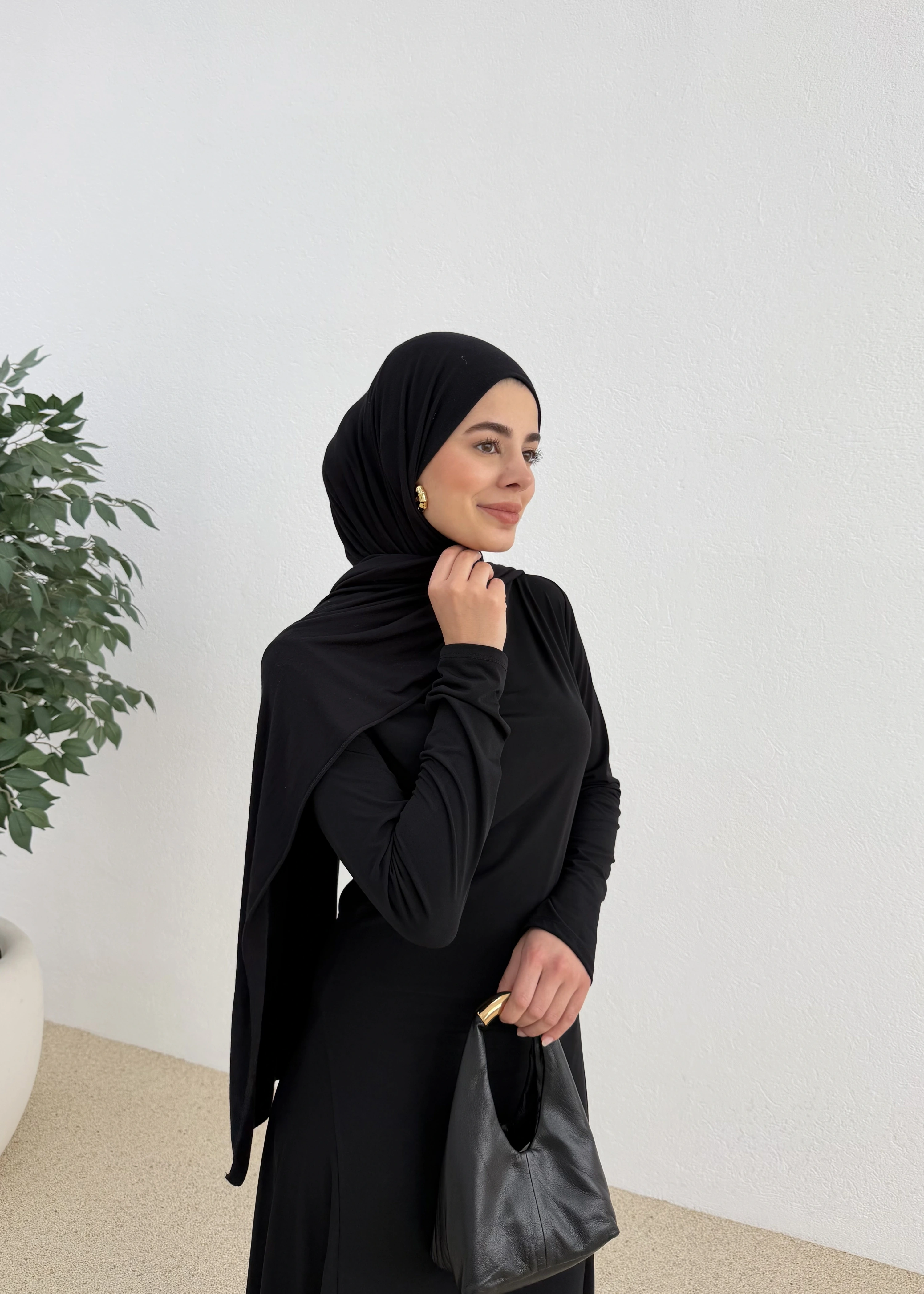 OVERSİZE DOKUMA ELBİSE siyah