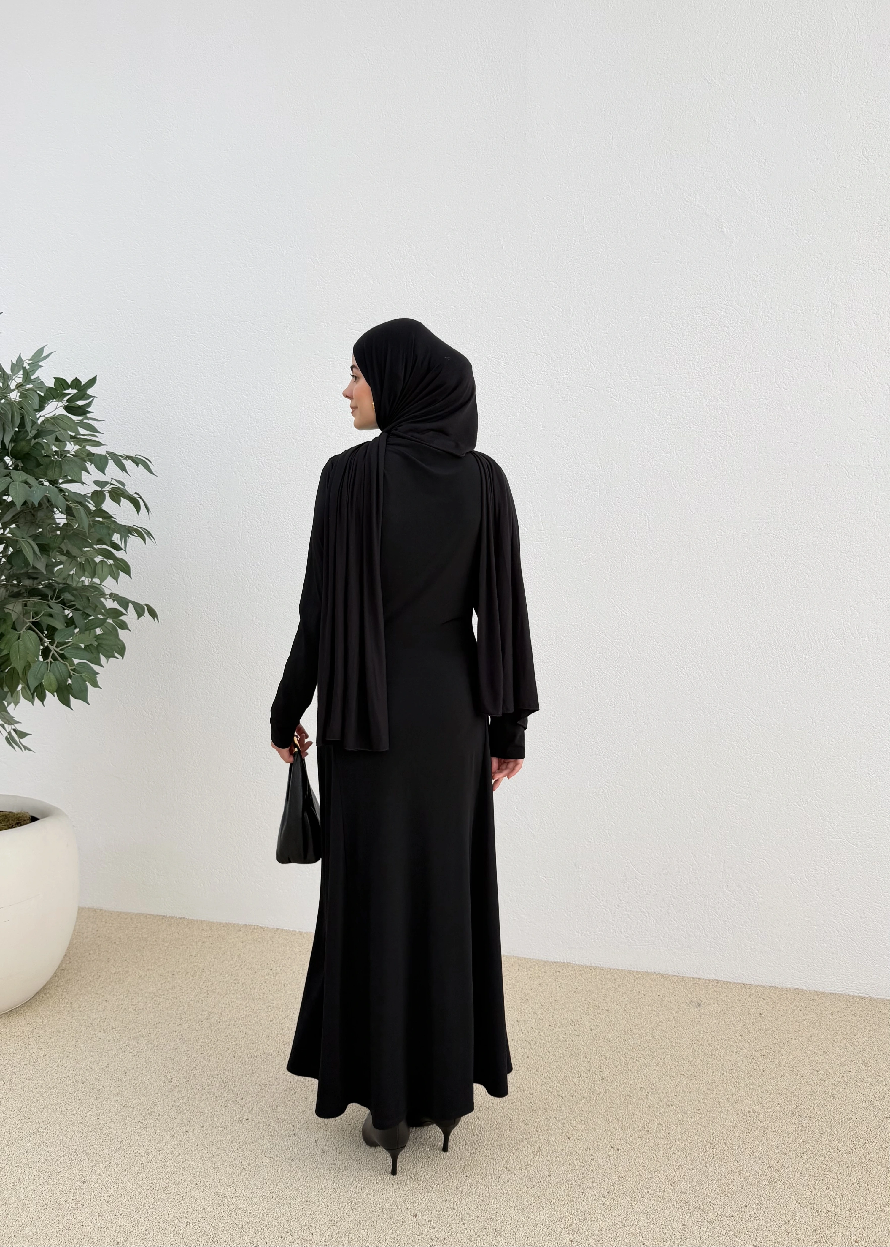 OVERSİZE DOKUMA ELBİSE siyah