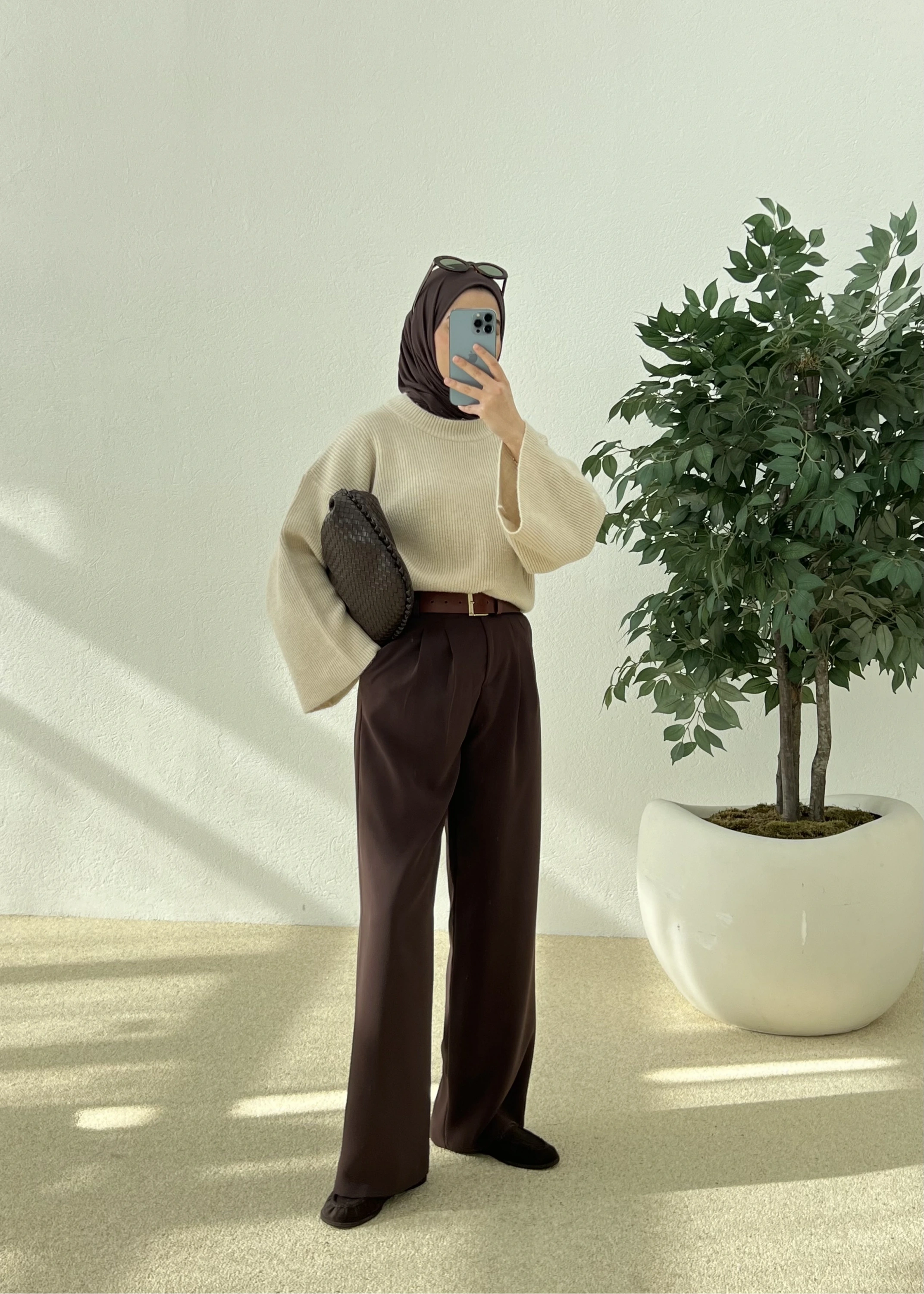 OVERSİZE DOKUMA KAZAK bej