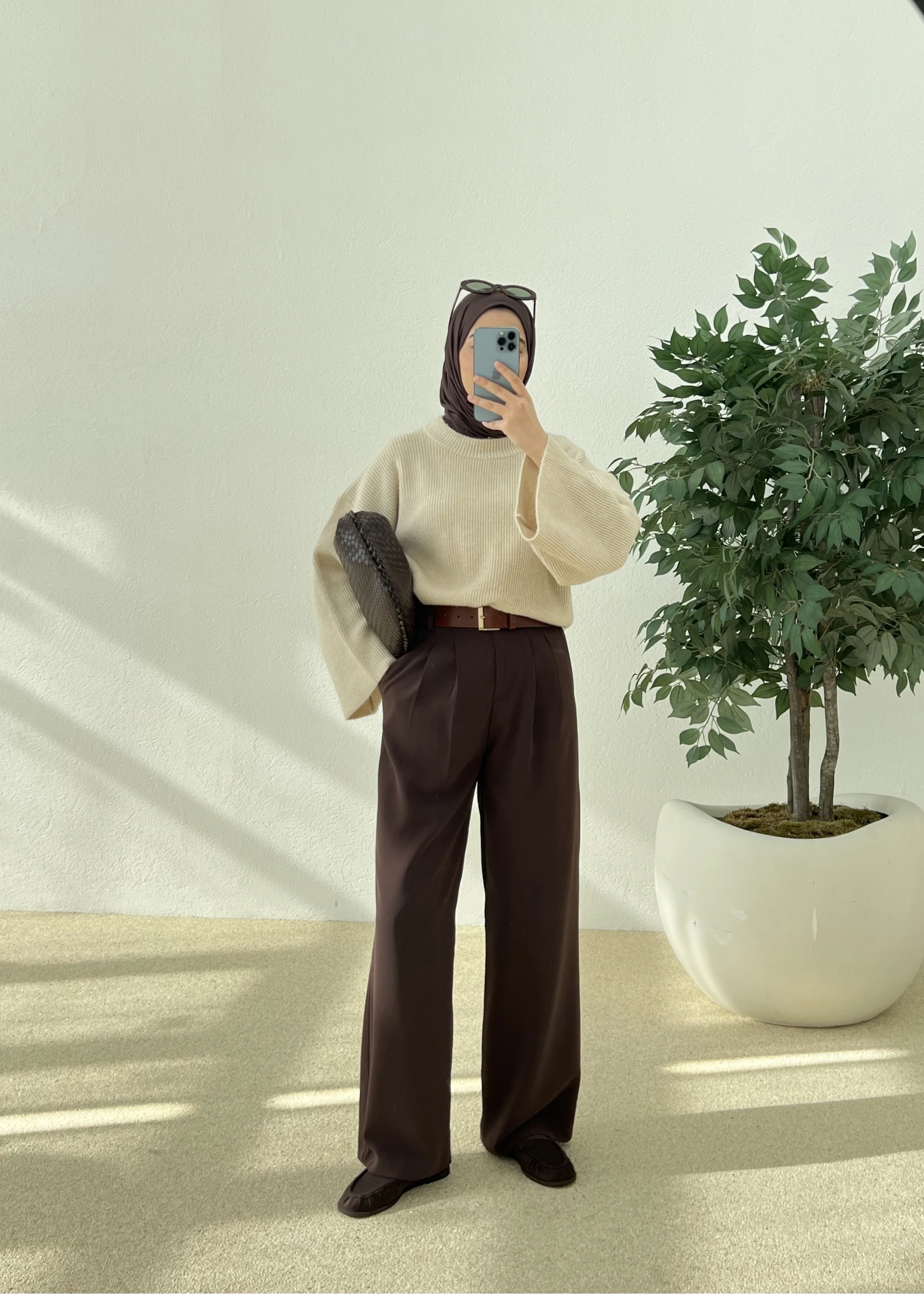 OVERSİZE DOKUMA KAZAK bej