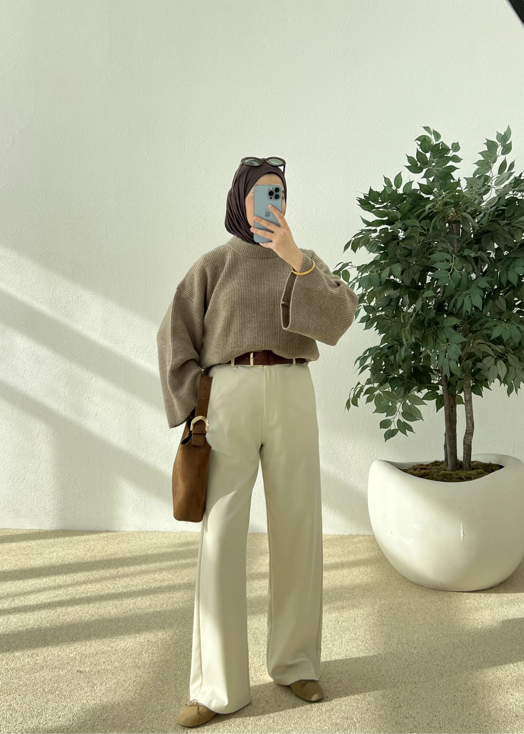 OVERSİZE DOKUMA KAZAK vizon