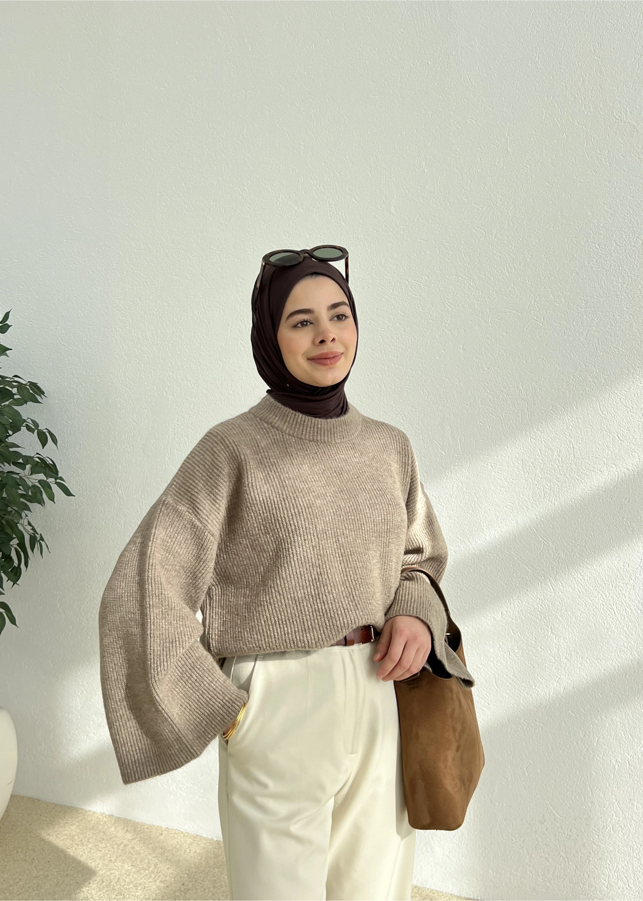 OVERSİZE DOKUMA KAZAK vizon