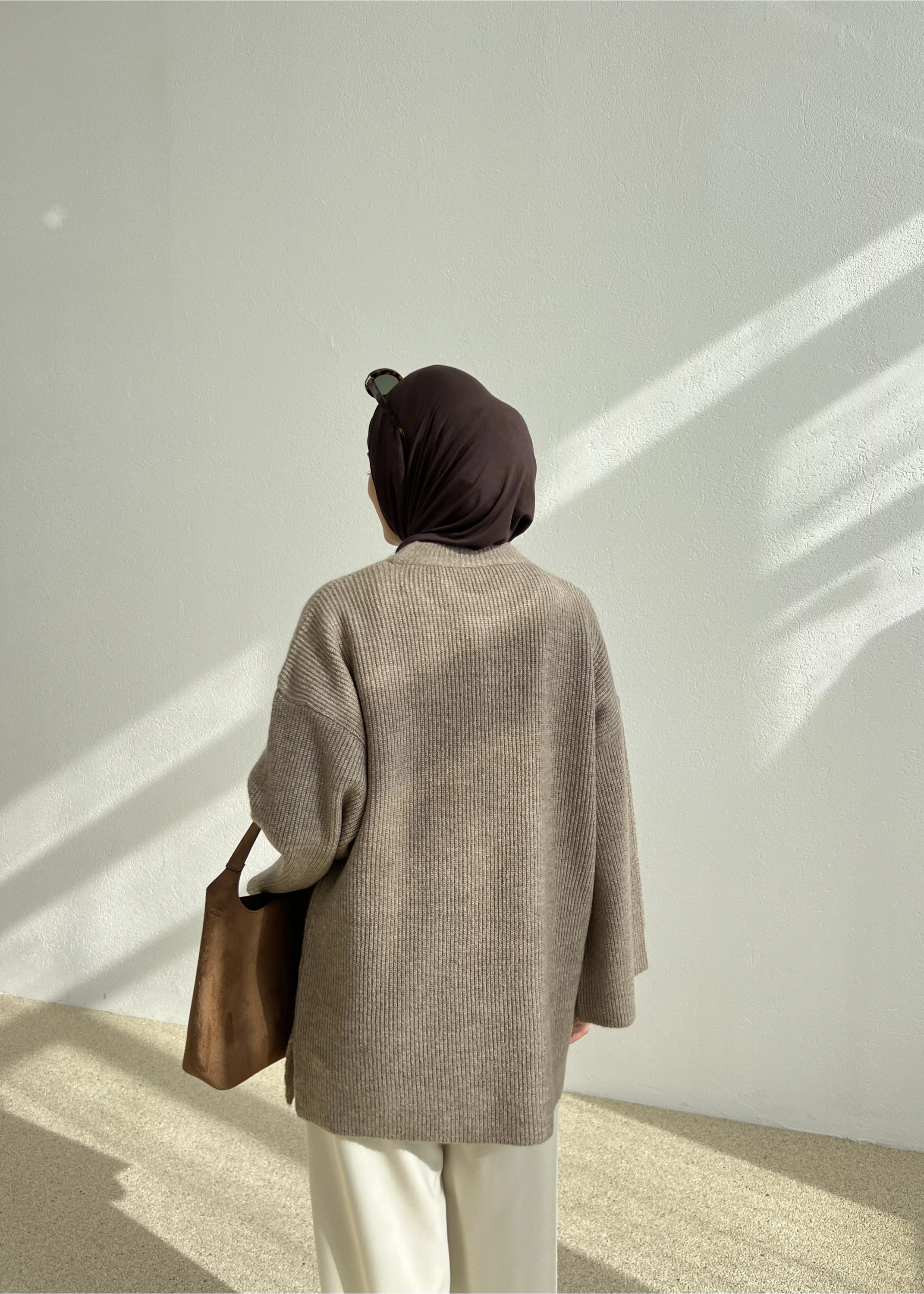 OVERSİZE DOKUMA KAZAK vizon