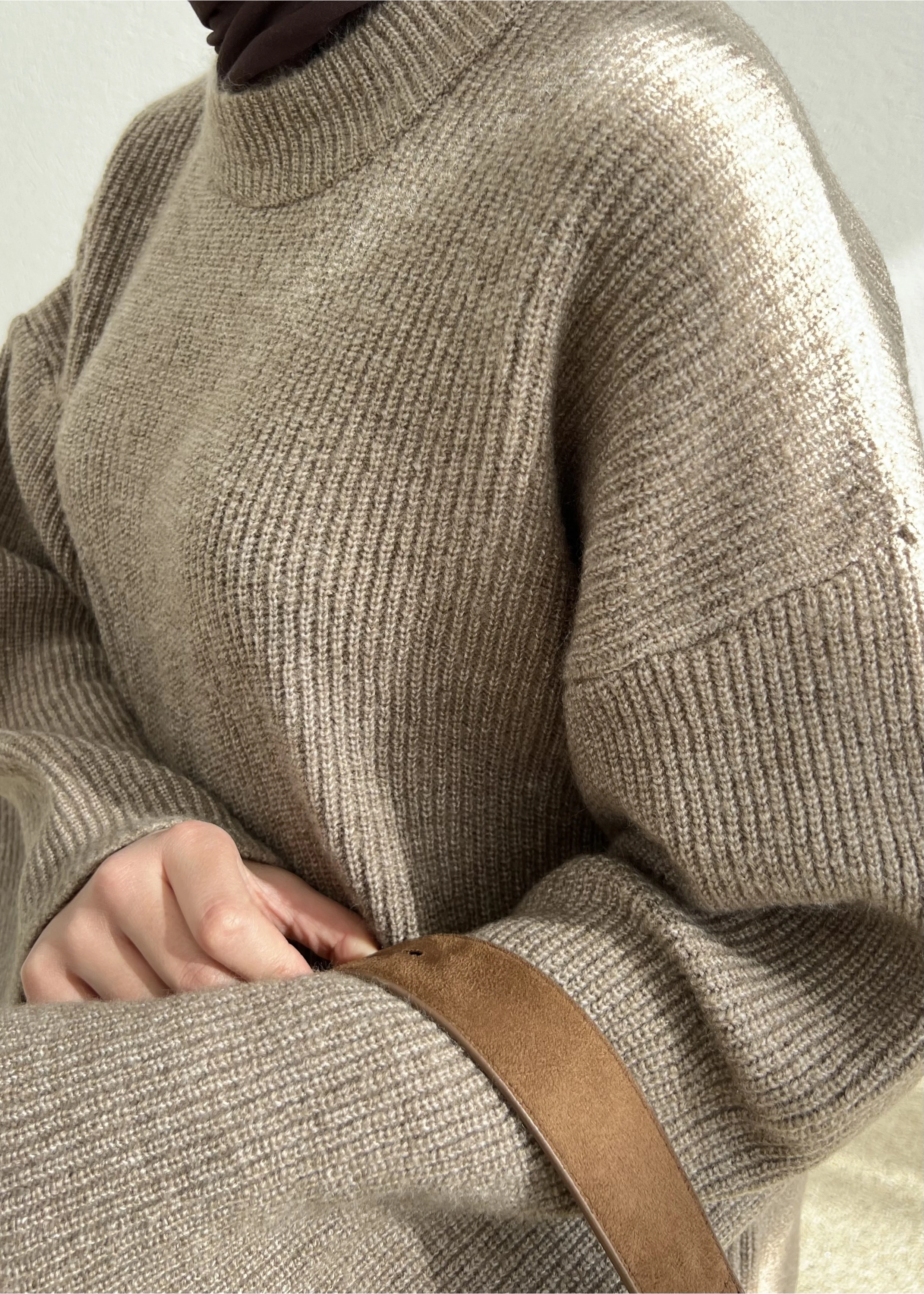 OVERSİZE DOKUMA KAZAK vizon