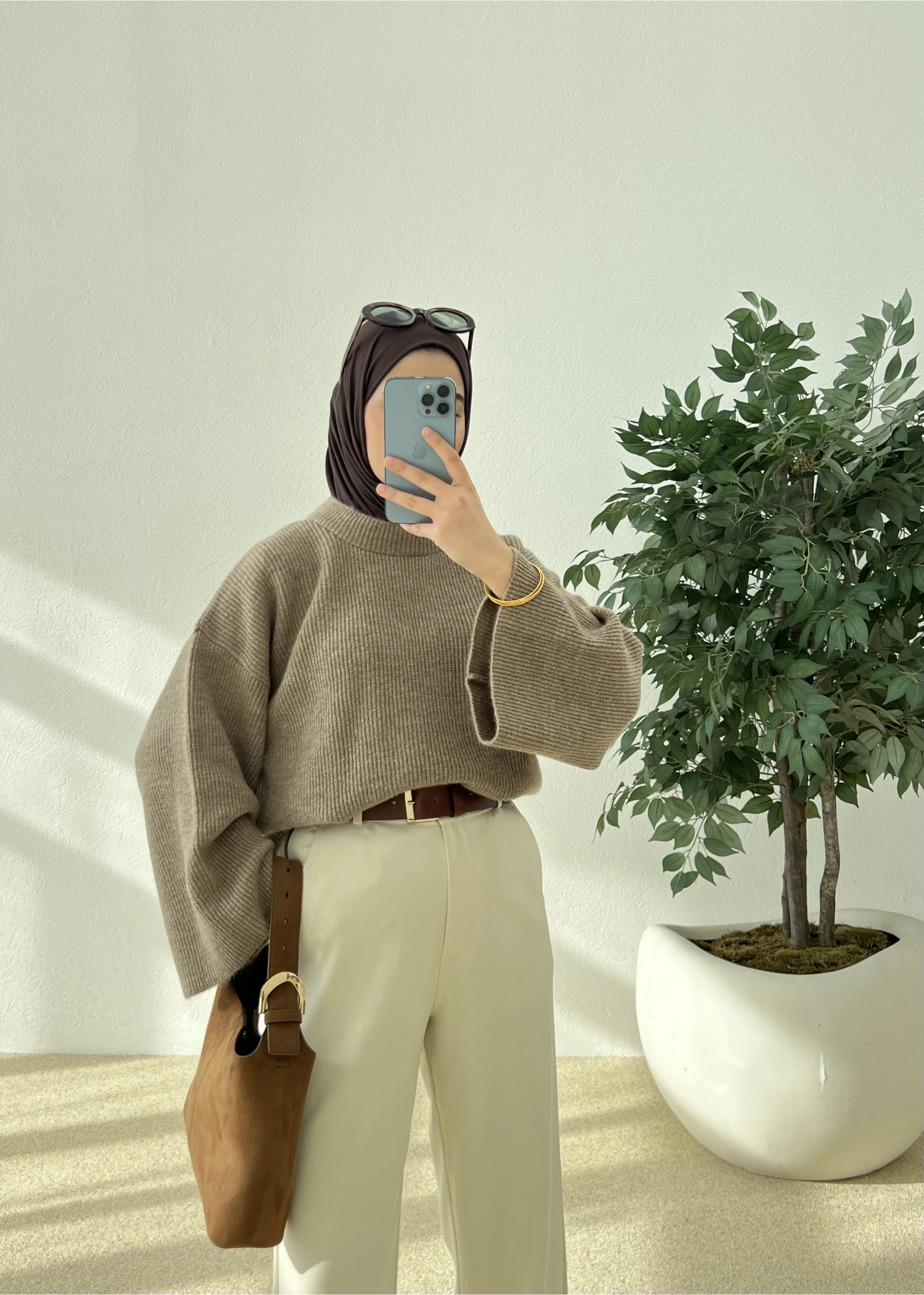 OVERSİZE DOKUMA KAZAK vizon