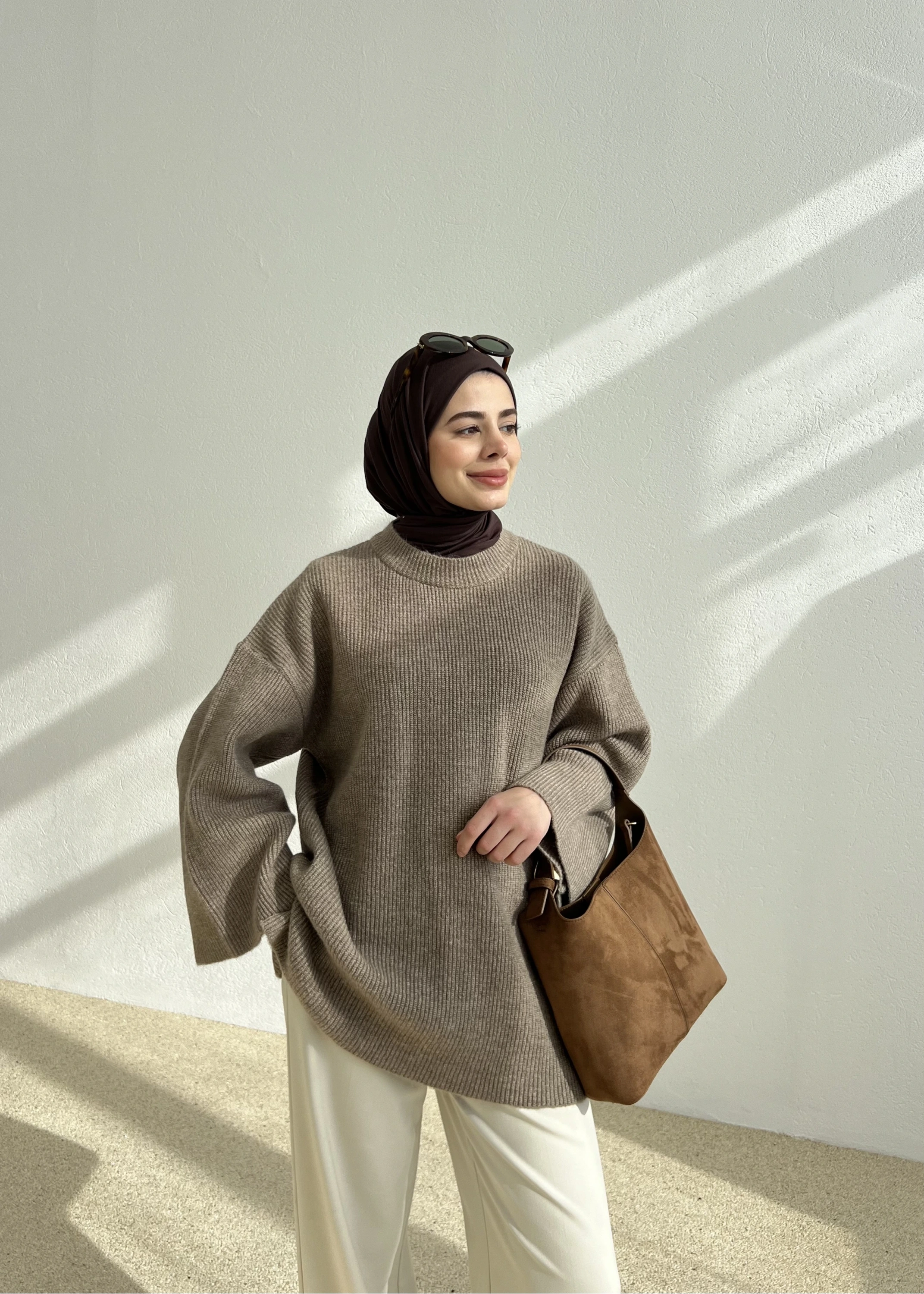 OVERSİZE DOKUMA KAZAK vizon