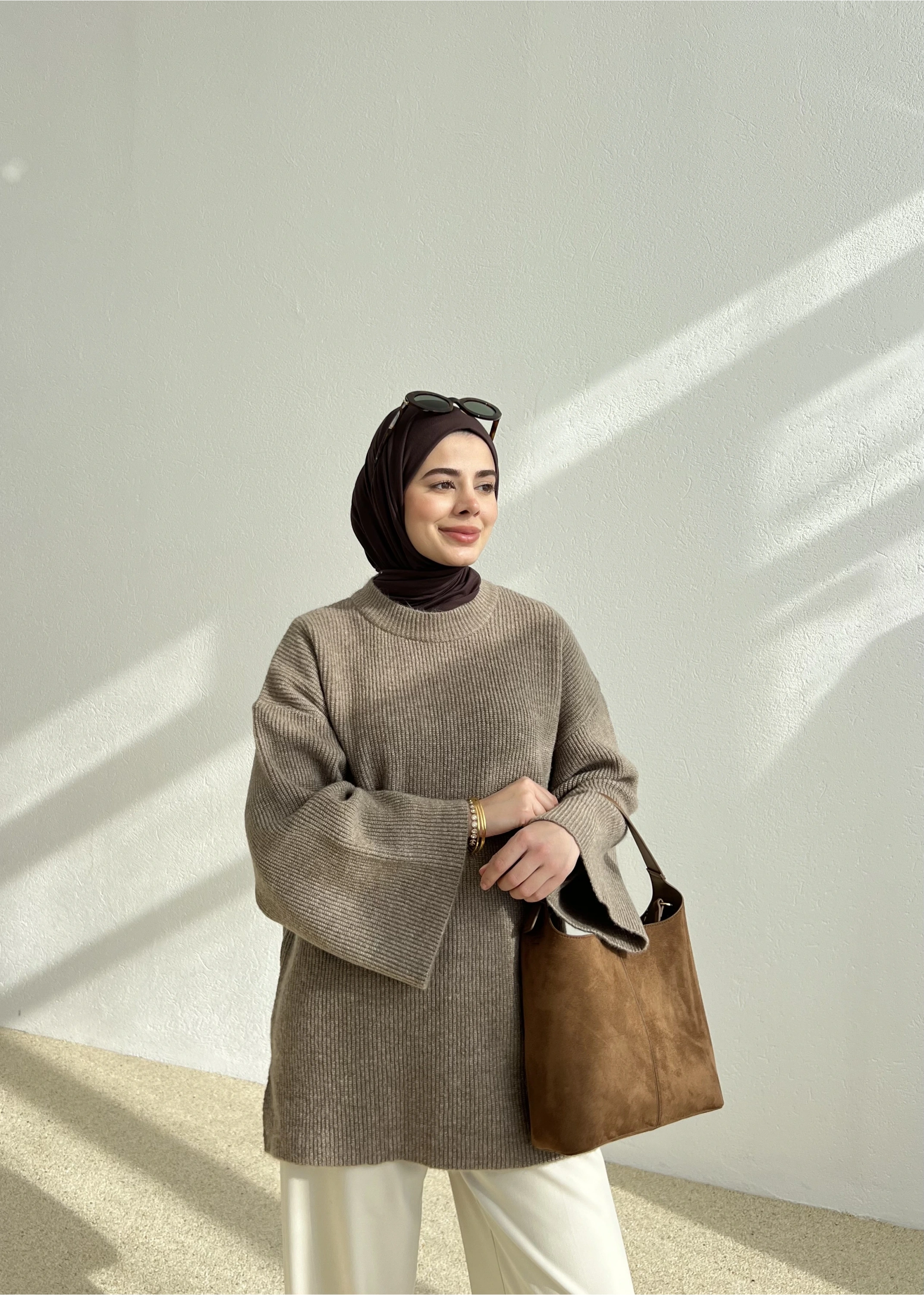 OVERSİZE DOKUMA KAZAK vizon