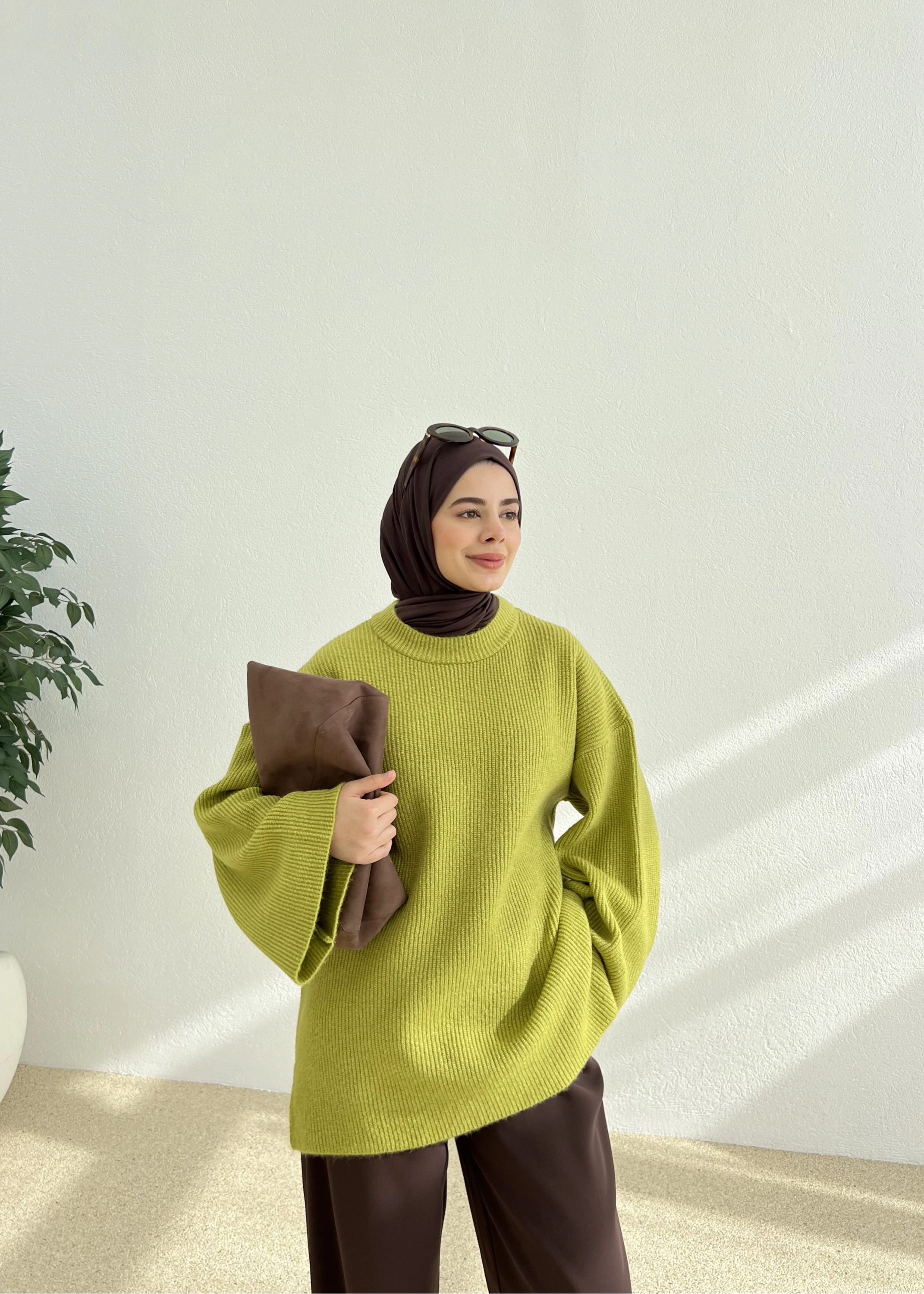 OVERSİZE DOKUMA KAZAK yeşil