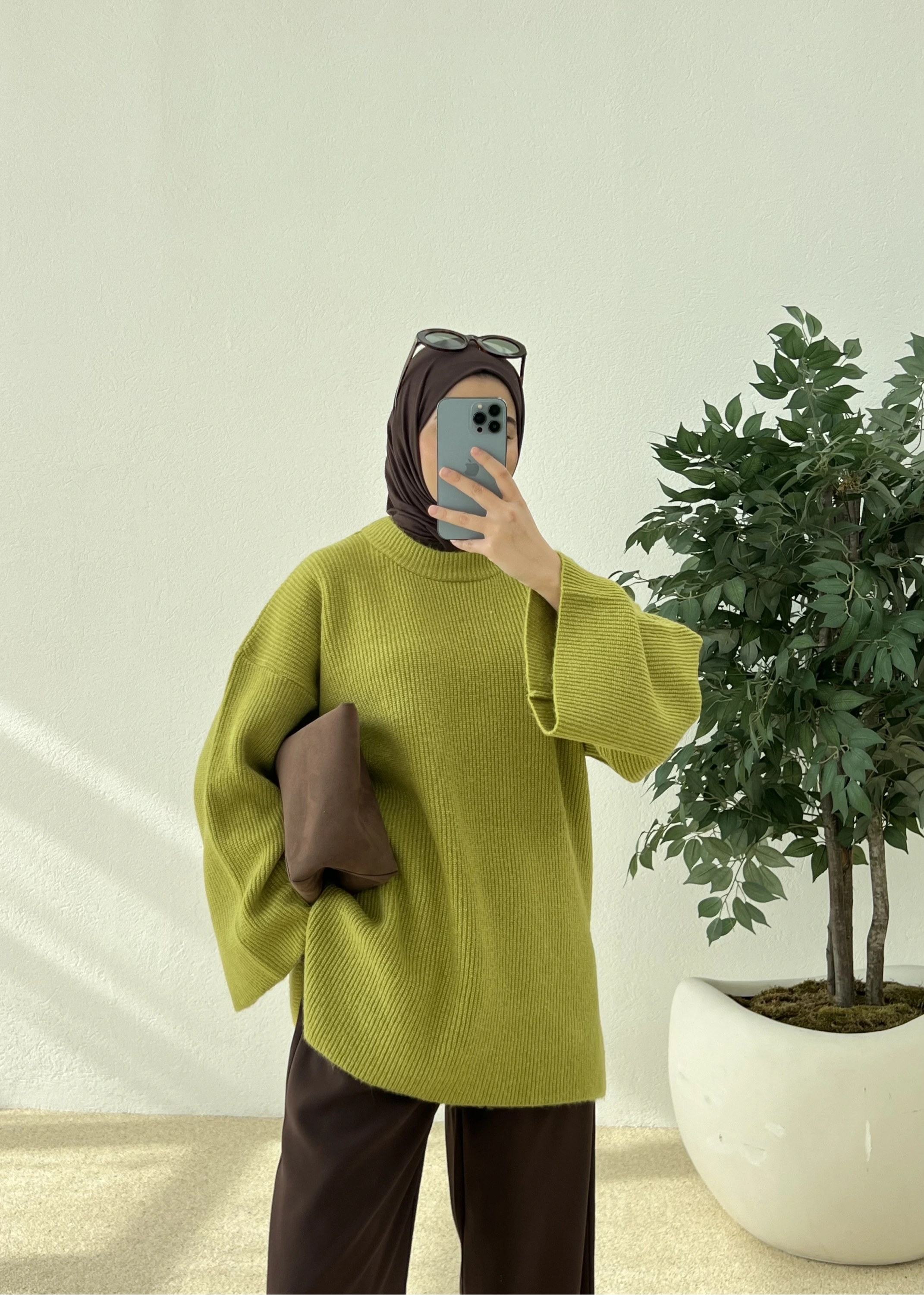 OVERSİZE DOKUMA KAZAK yeşil