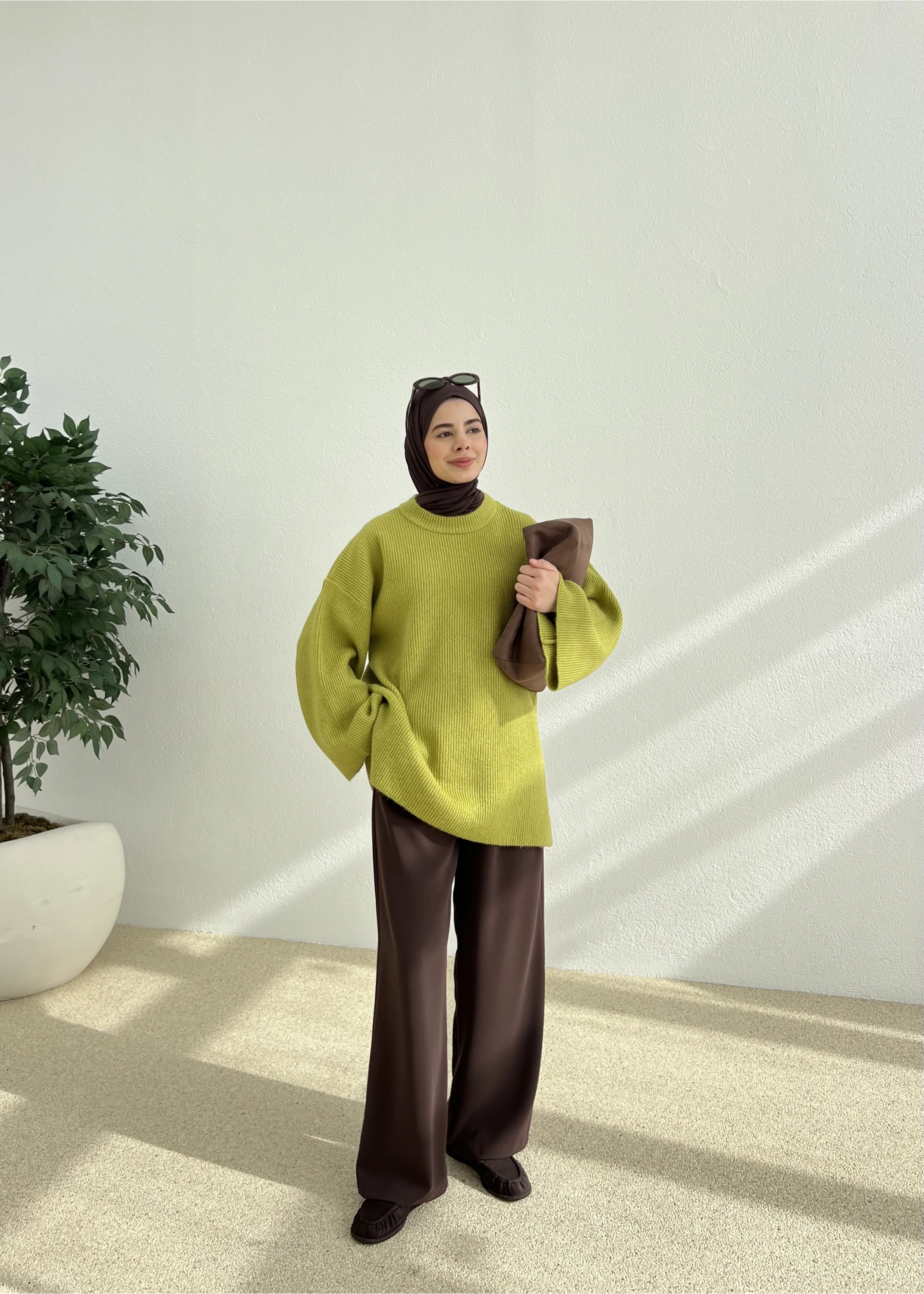 OVERSİZE DOKUMA KAZAK yeşil