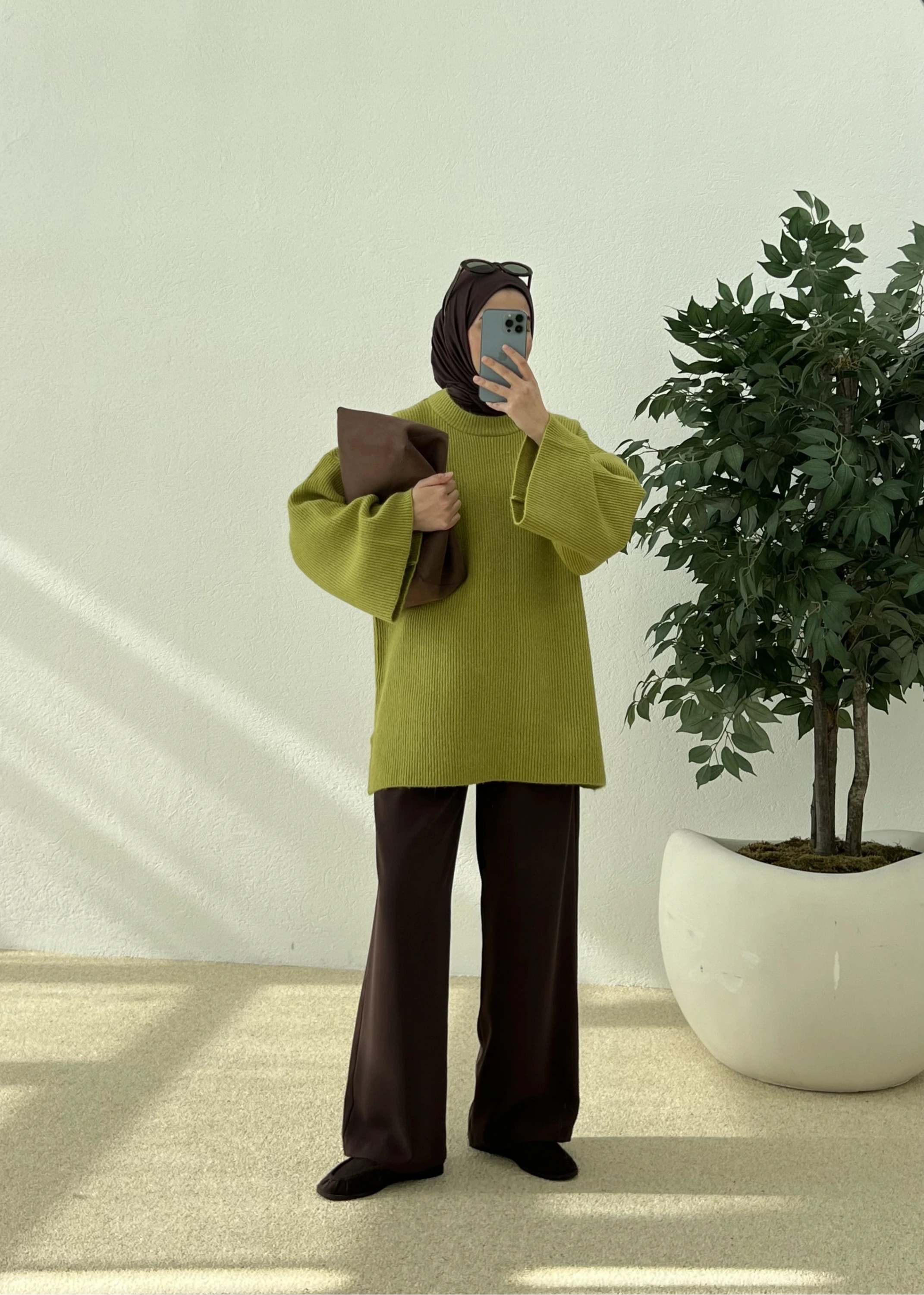 OVERSİZE DOKUMA KAZAK yeşil