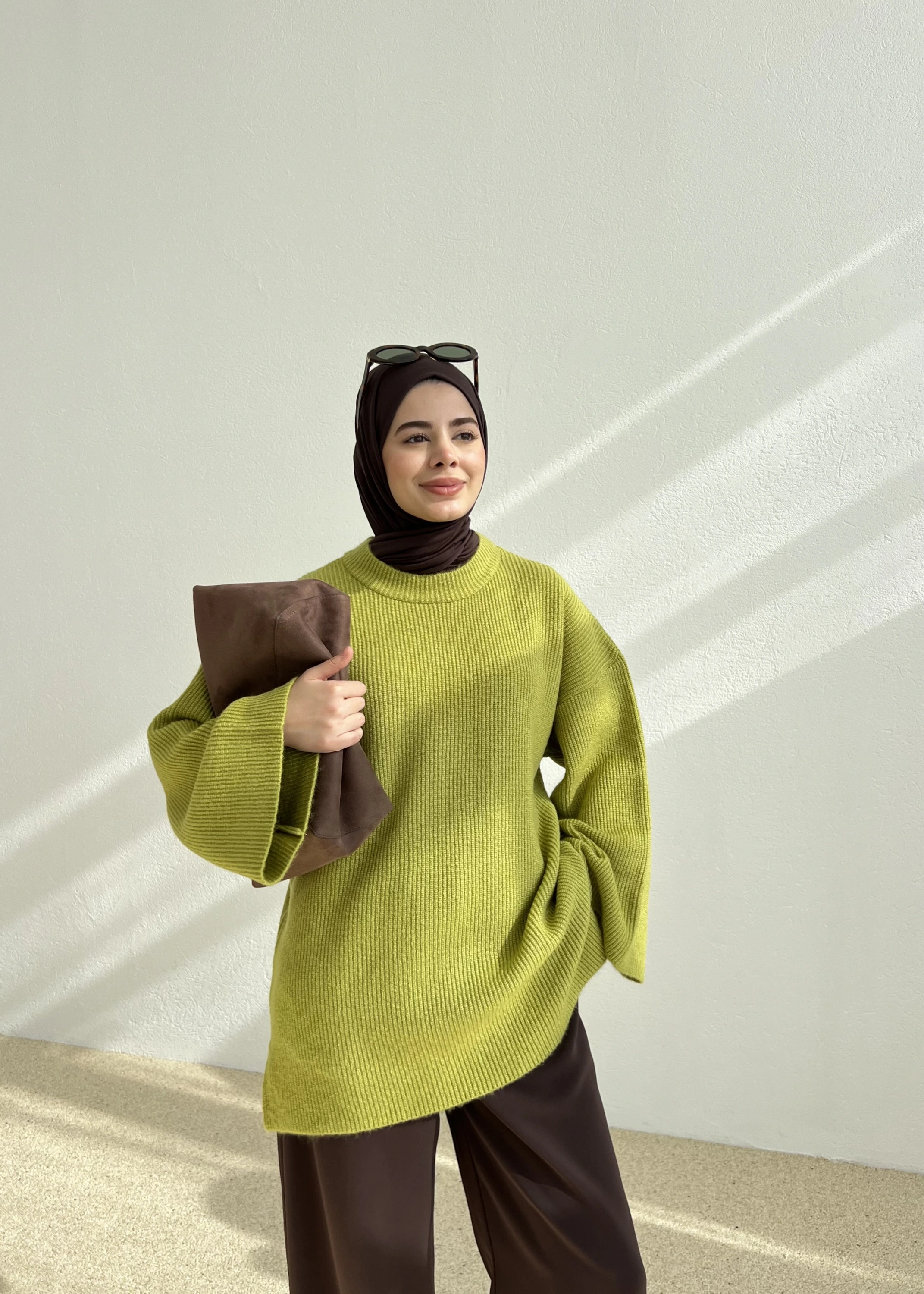 OVERSİZE DOKUMA KAZAK yeşil