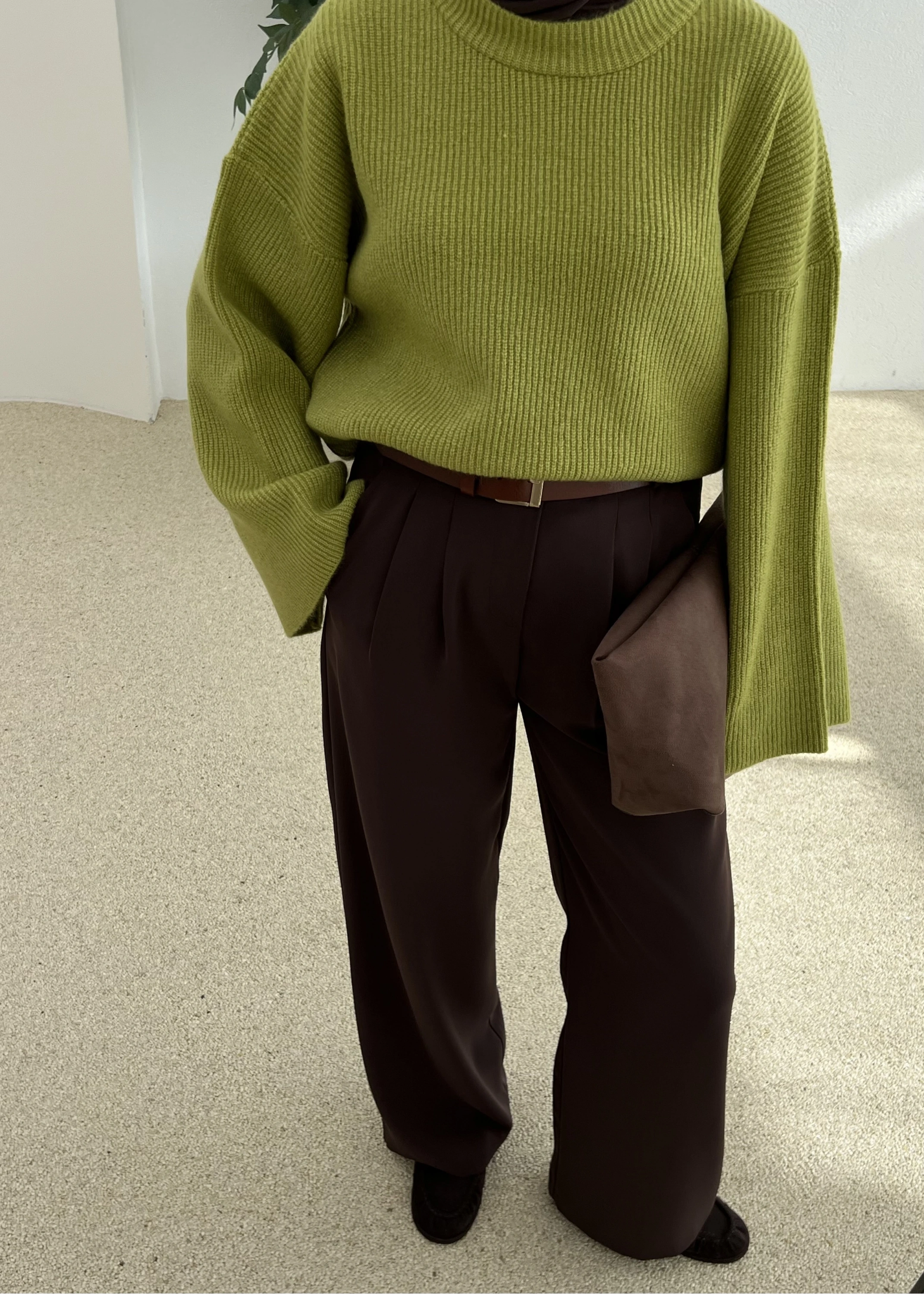 OVERSİZE DOKUMA KAZAK yeşil