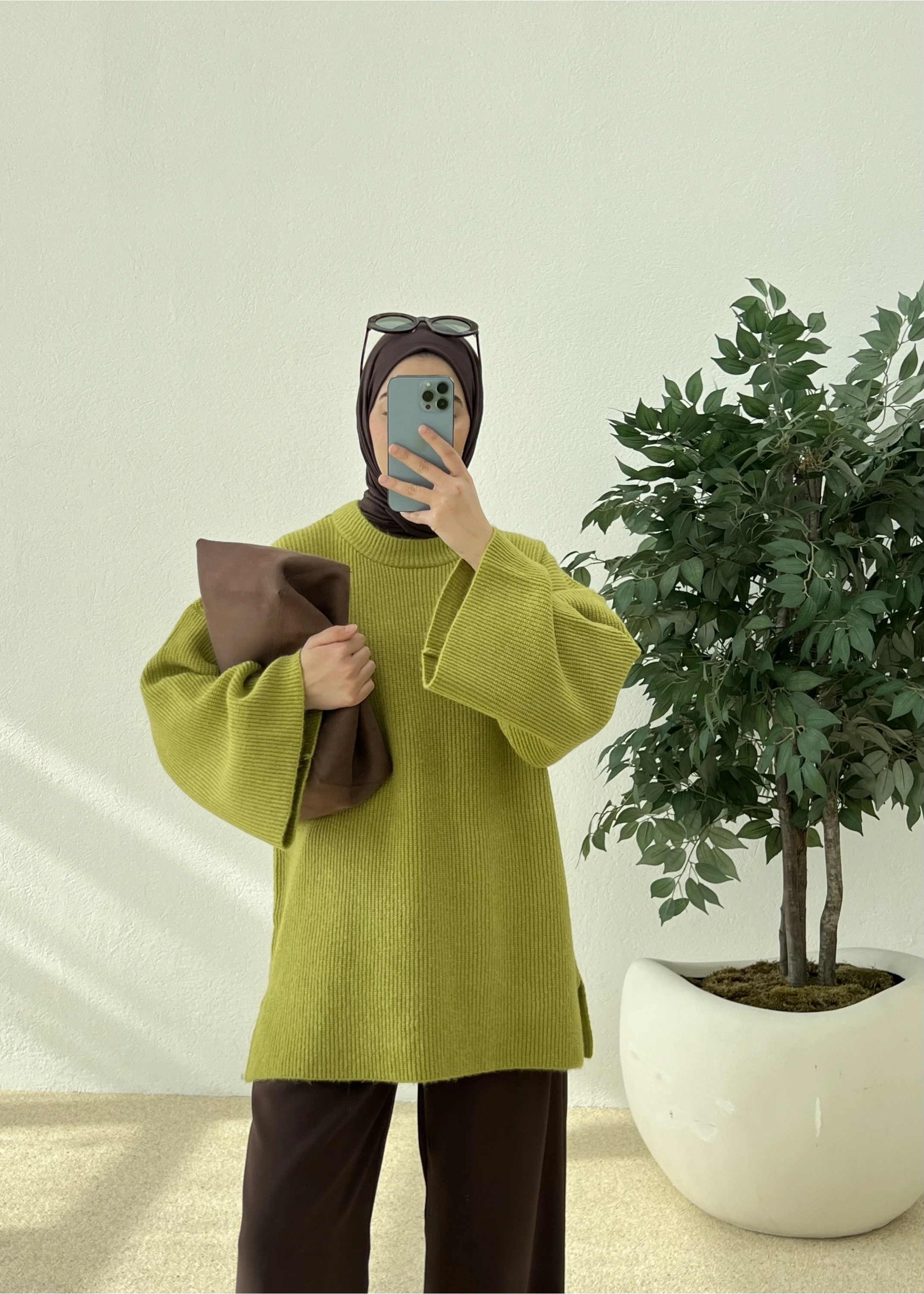 OVERSİZE DOKUMA KAZAK yeşil