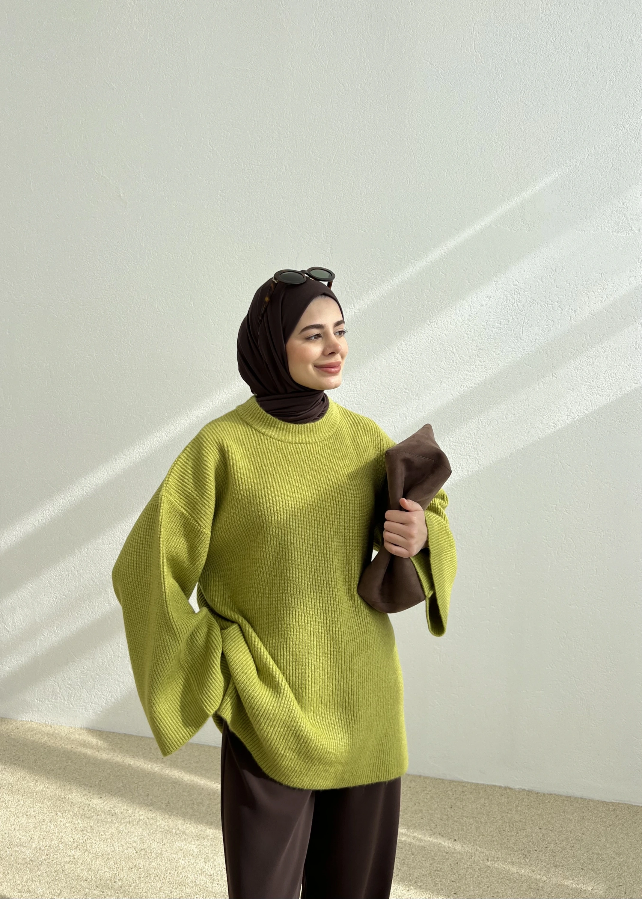 OVERSİZE DOKUMA KAZAK yeşil