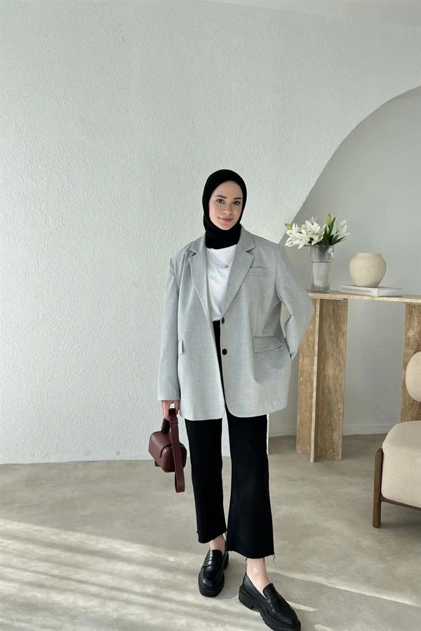 Oversize gri blazer