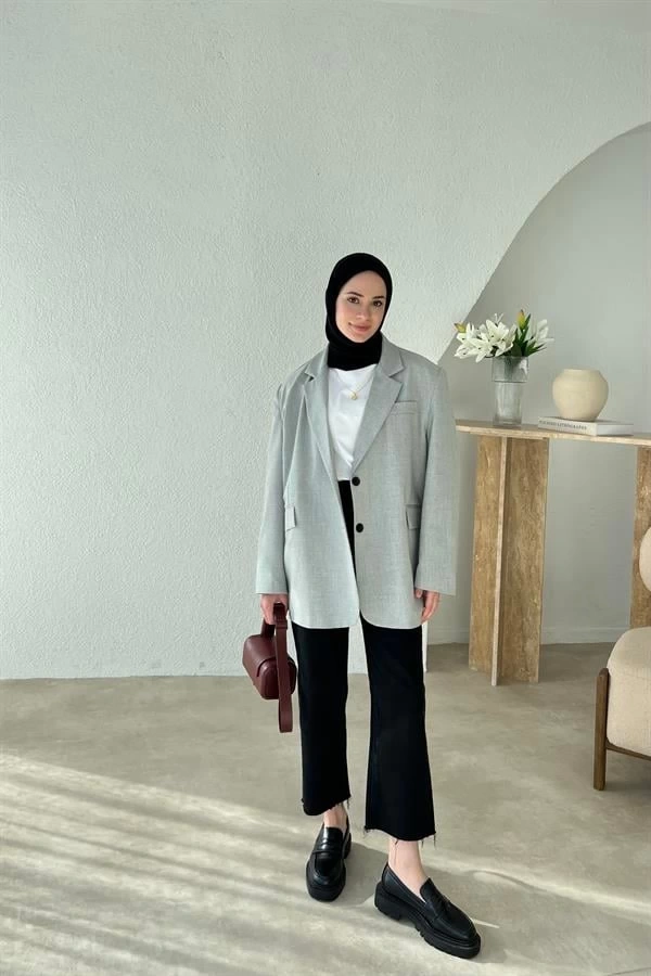 Oversize gri blazer