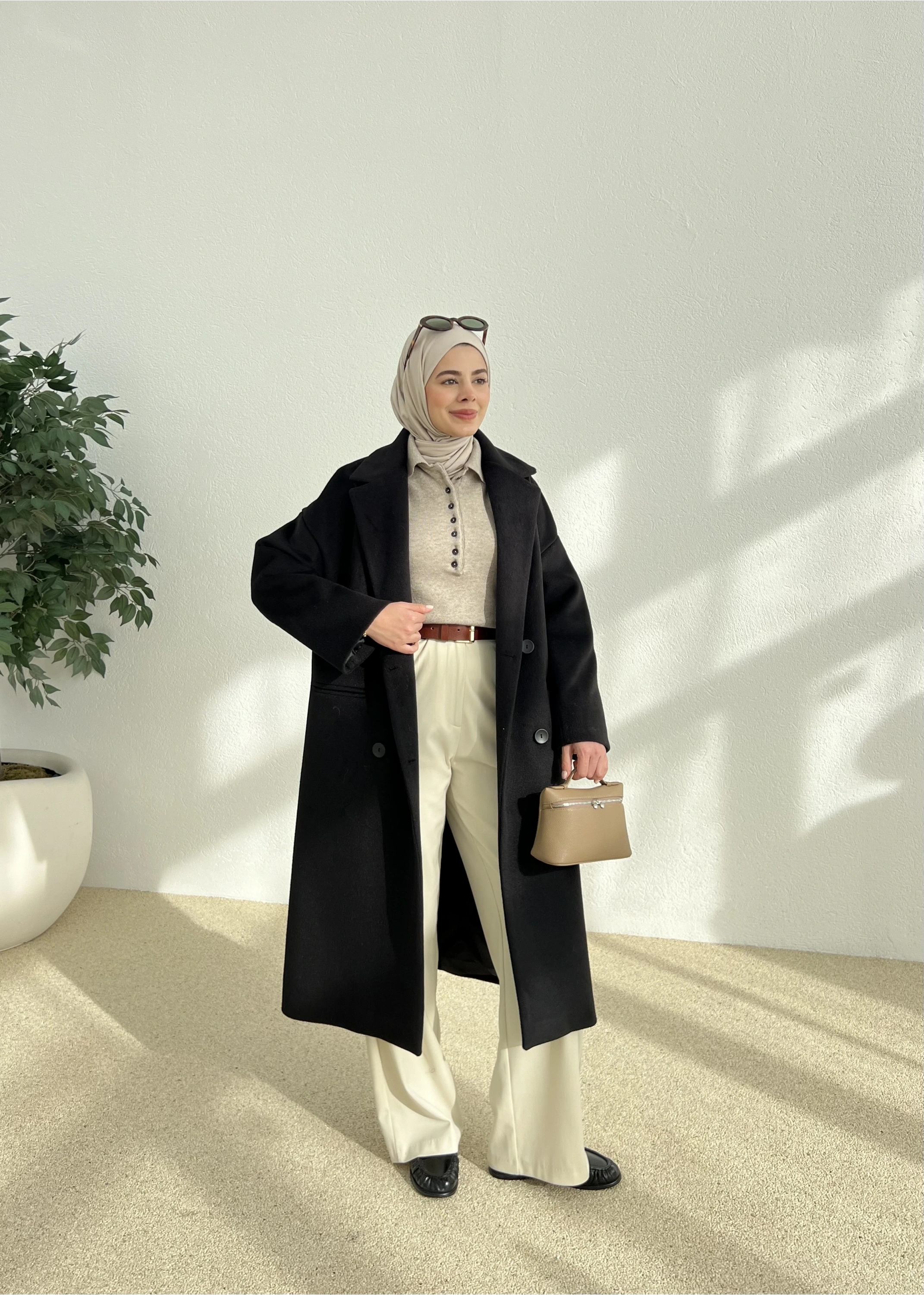 Oversize Premium Kalite Siyah Kaban