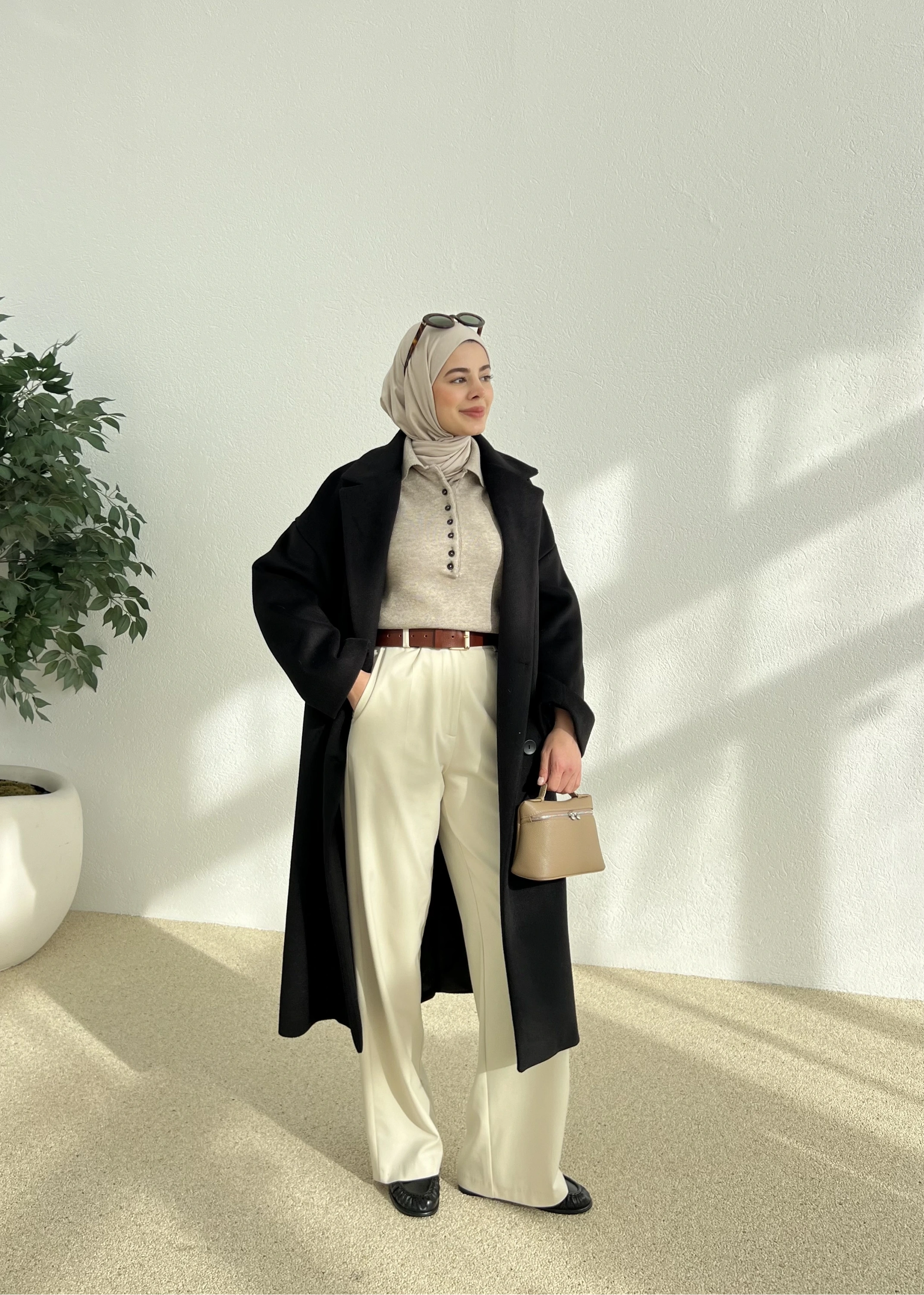 Oversize Premium Kalite Siyah Kaban