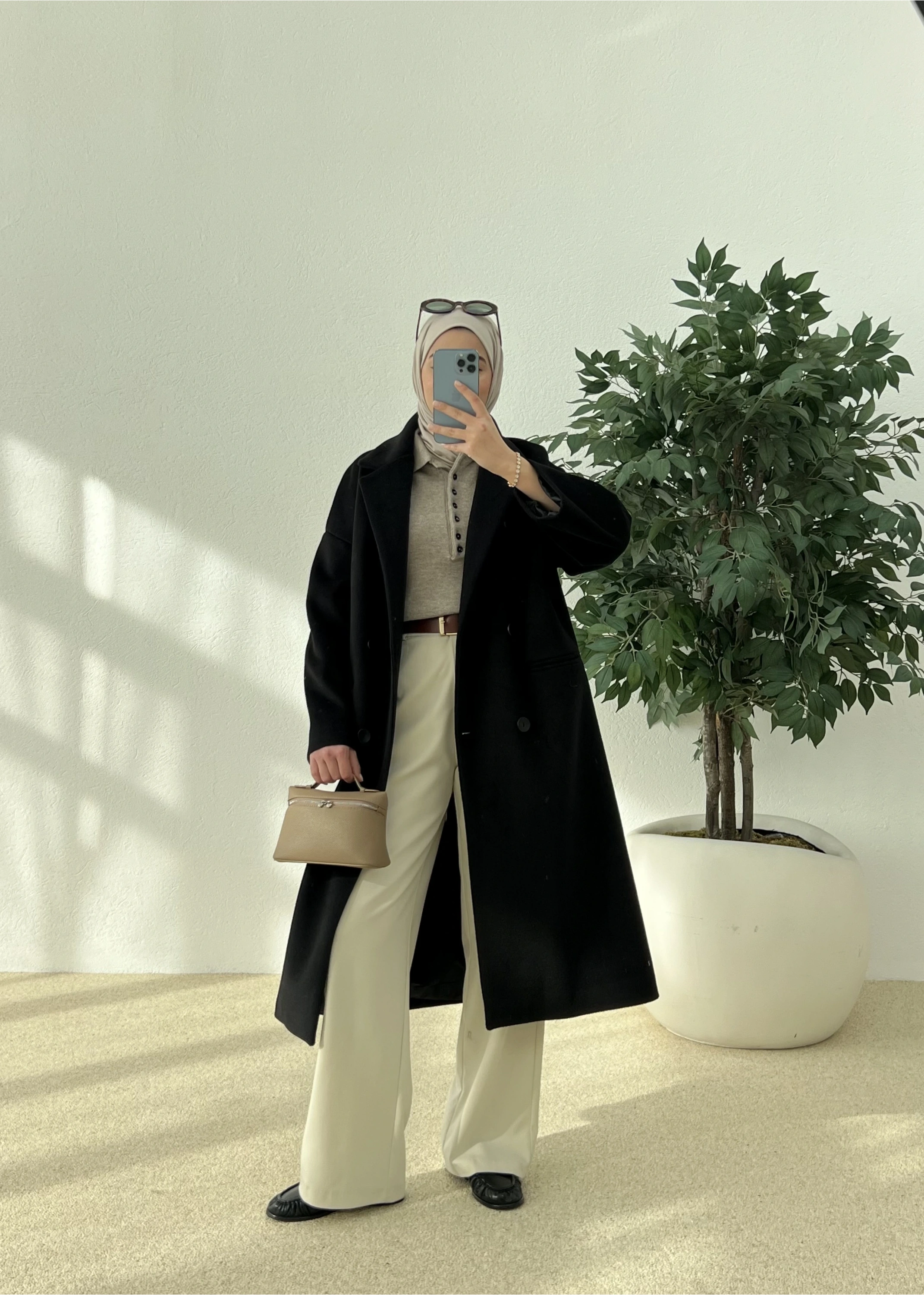 Oversize Premium Kalite Siyah Kaban