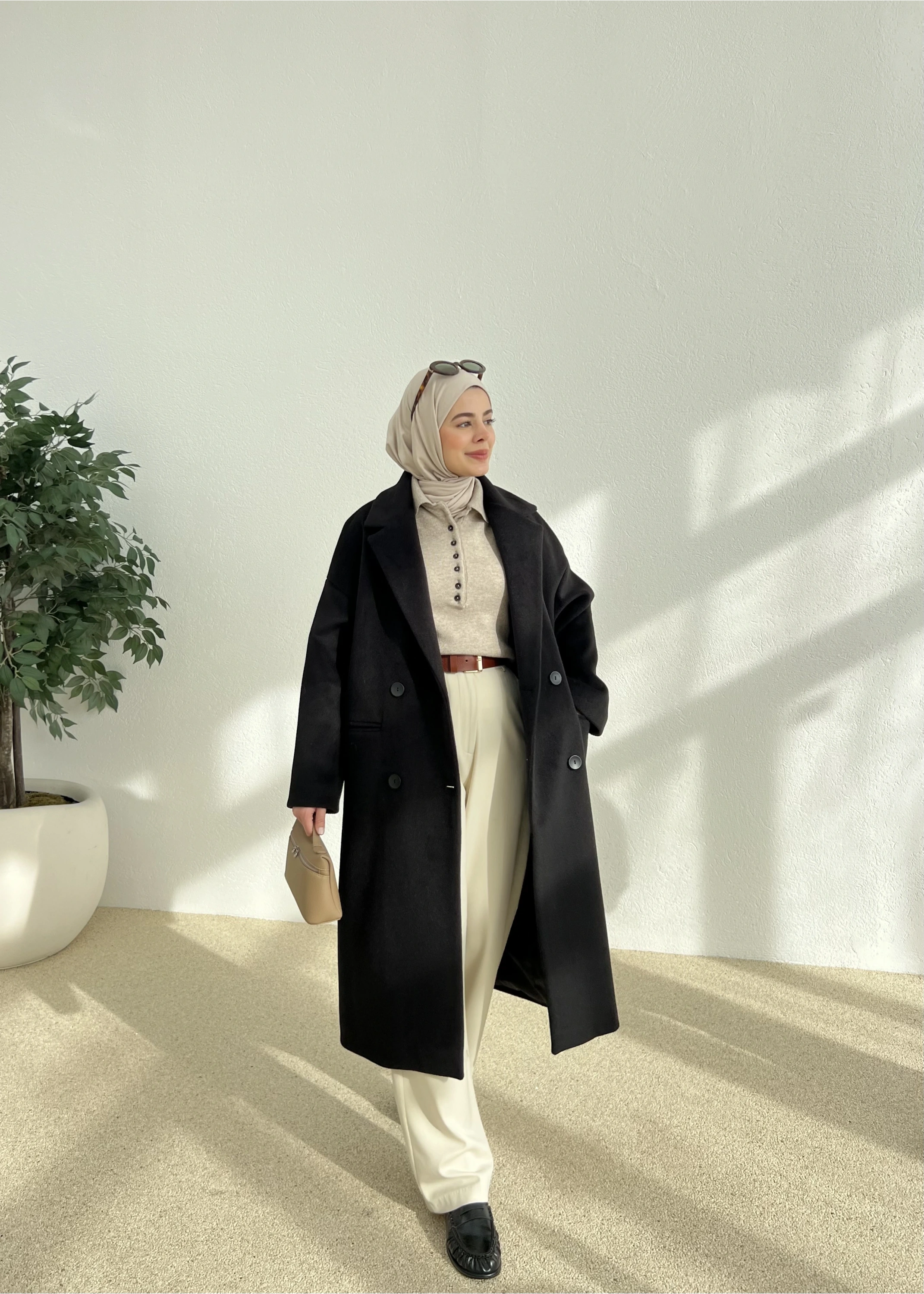 Oversize Premium Kalite Siyah Kaban