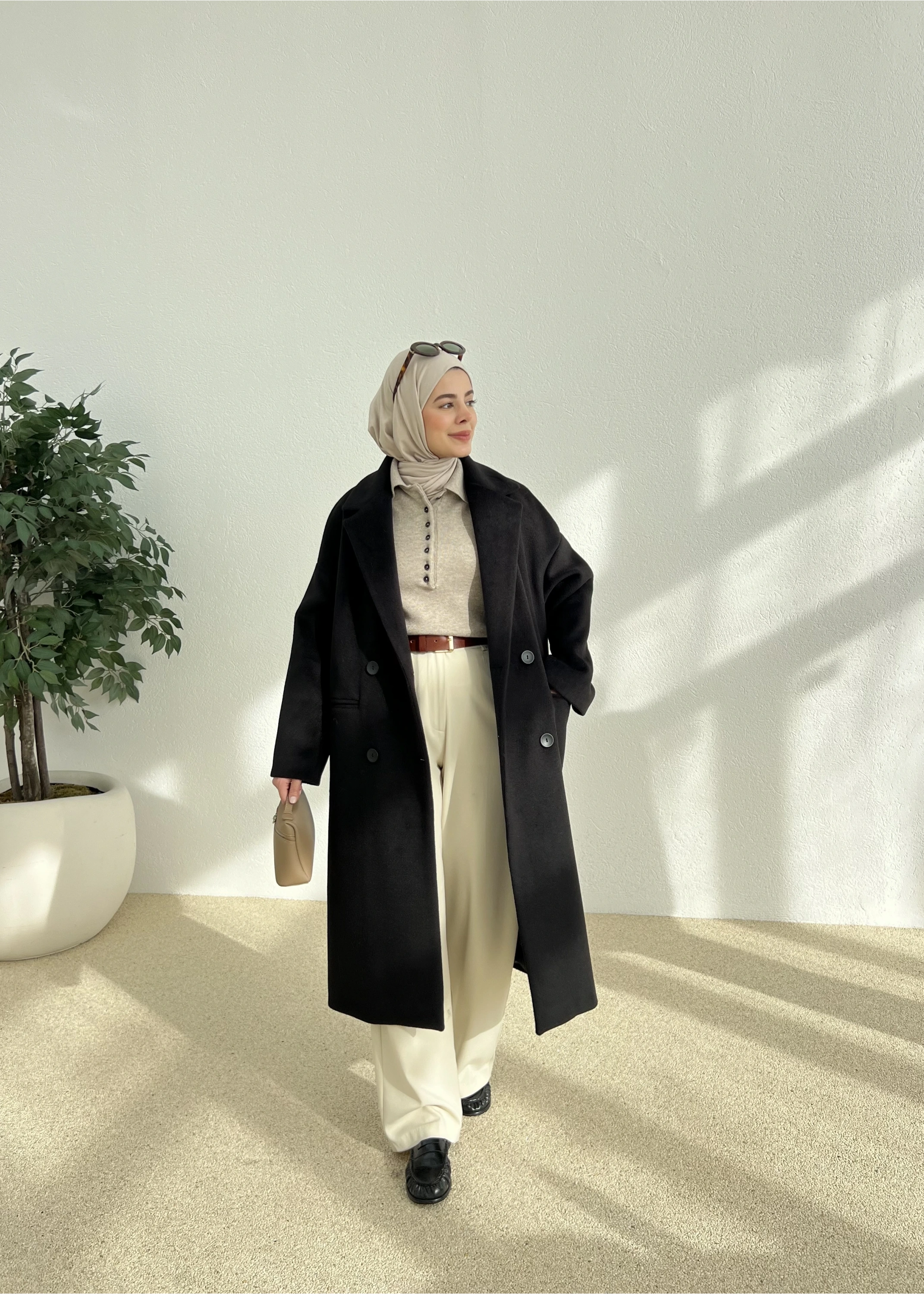 Oversize Premium Kalite Siyah Kaban