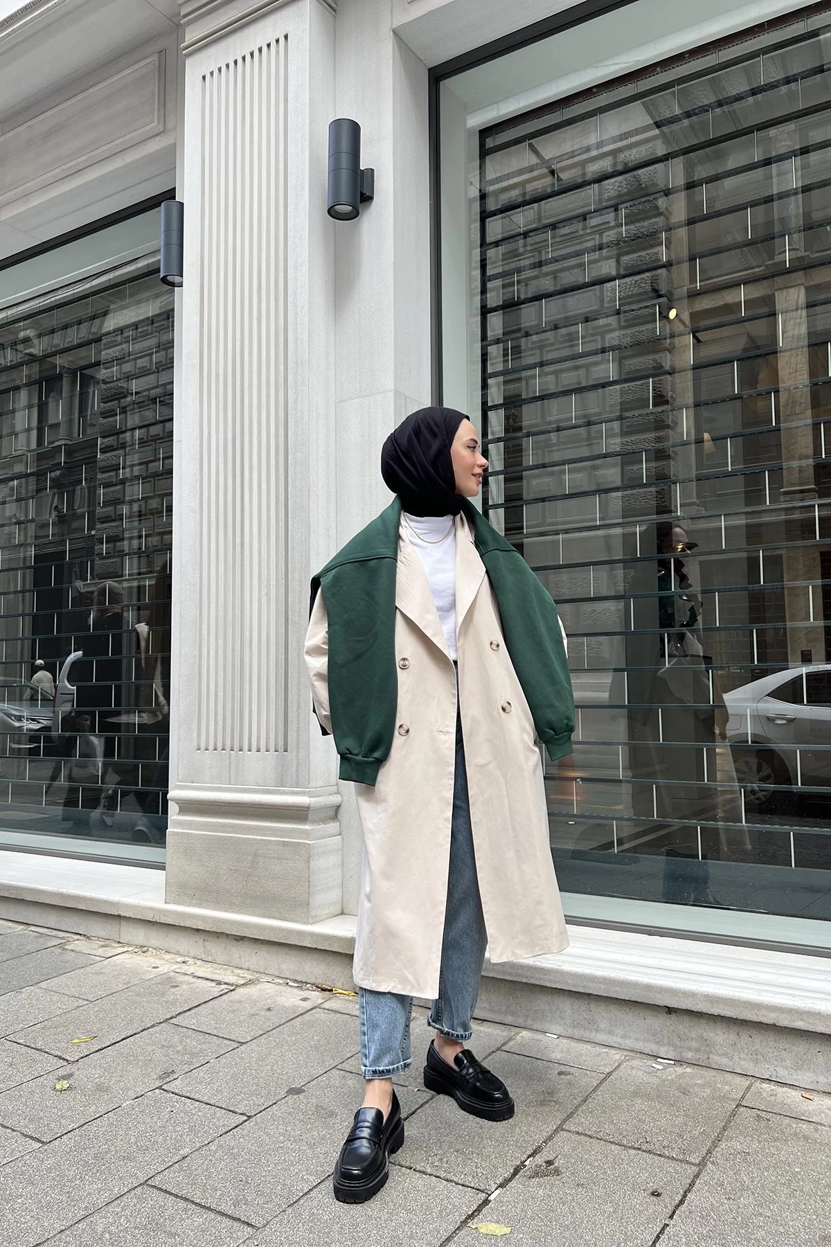 Oversize Vintage Bej Trençkot