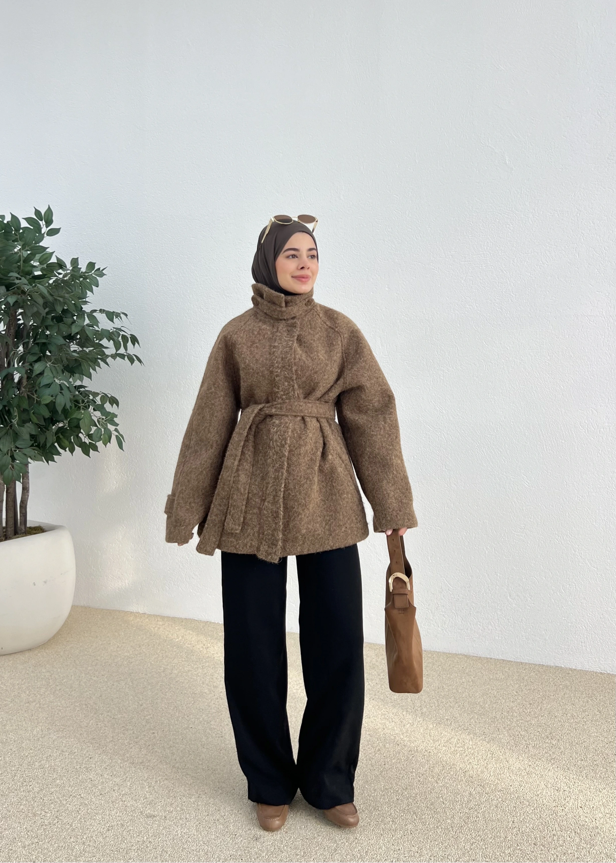 PAT DETAYLI FERMUARLI KABAN CEKET yeşil