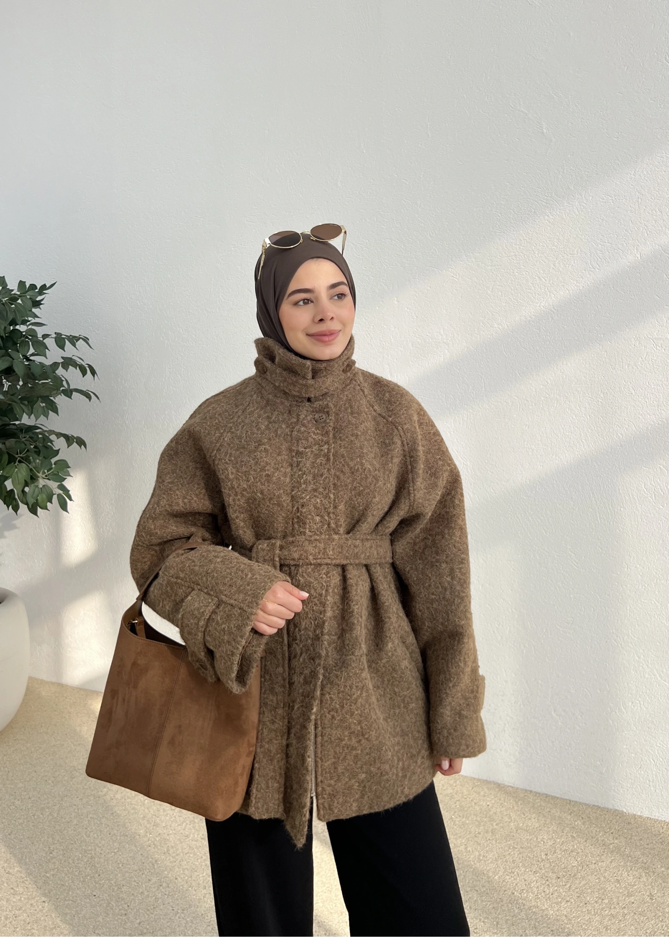 PAT DETAYLI FERMUARLI KABAN CEKET yeşil