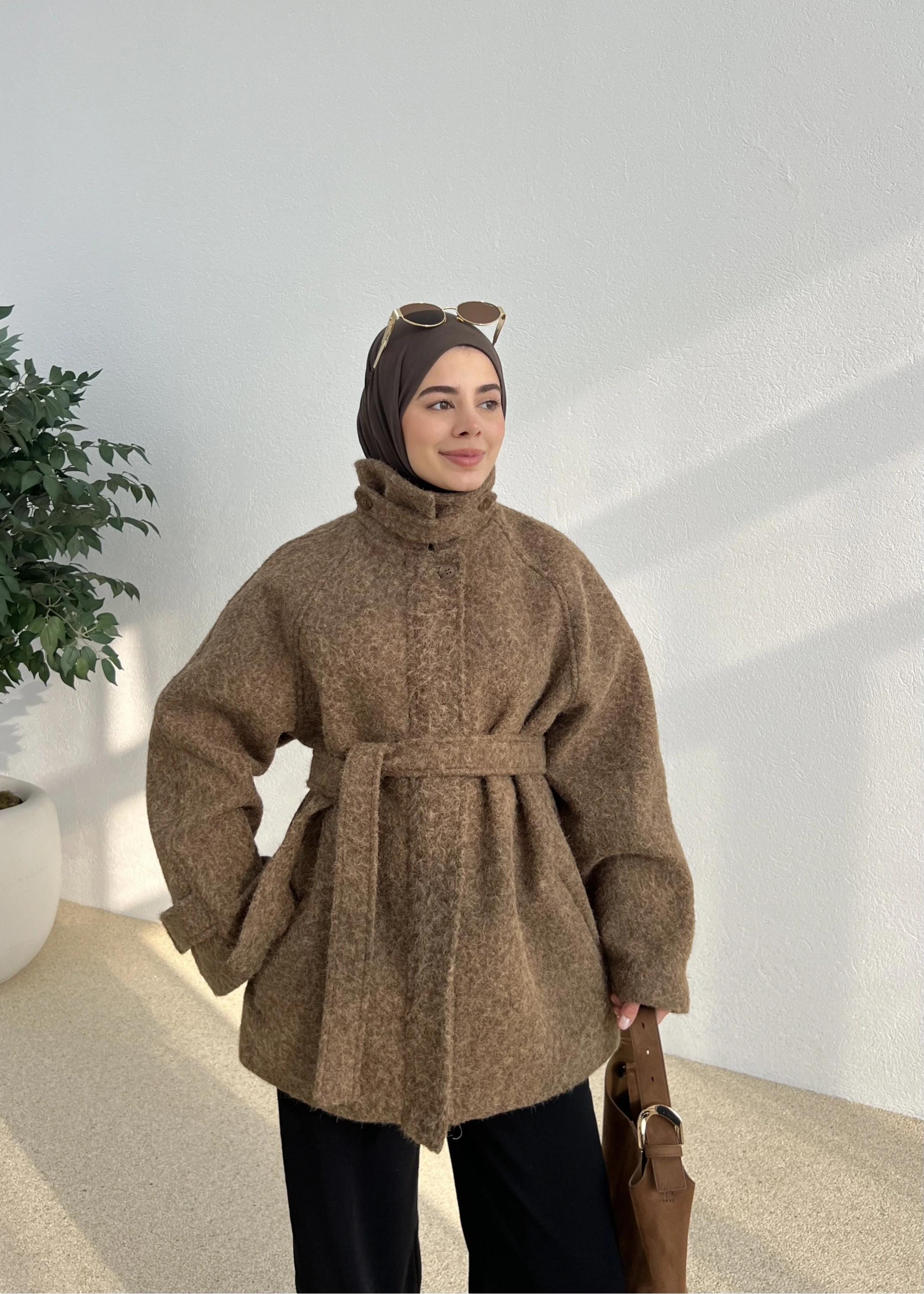 PAT DETAYLI FERMUARLI KABAN CEKET yeşil