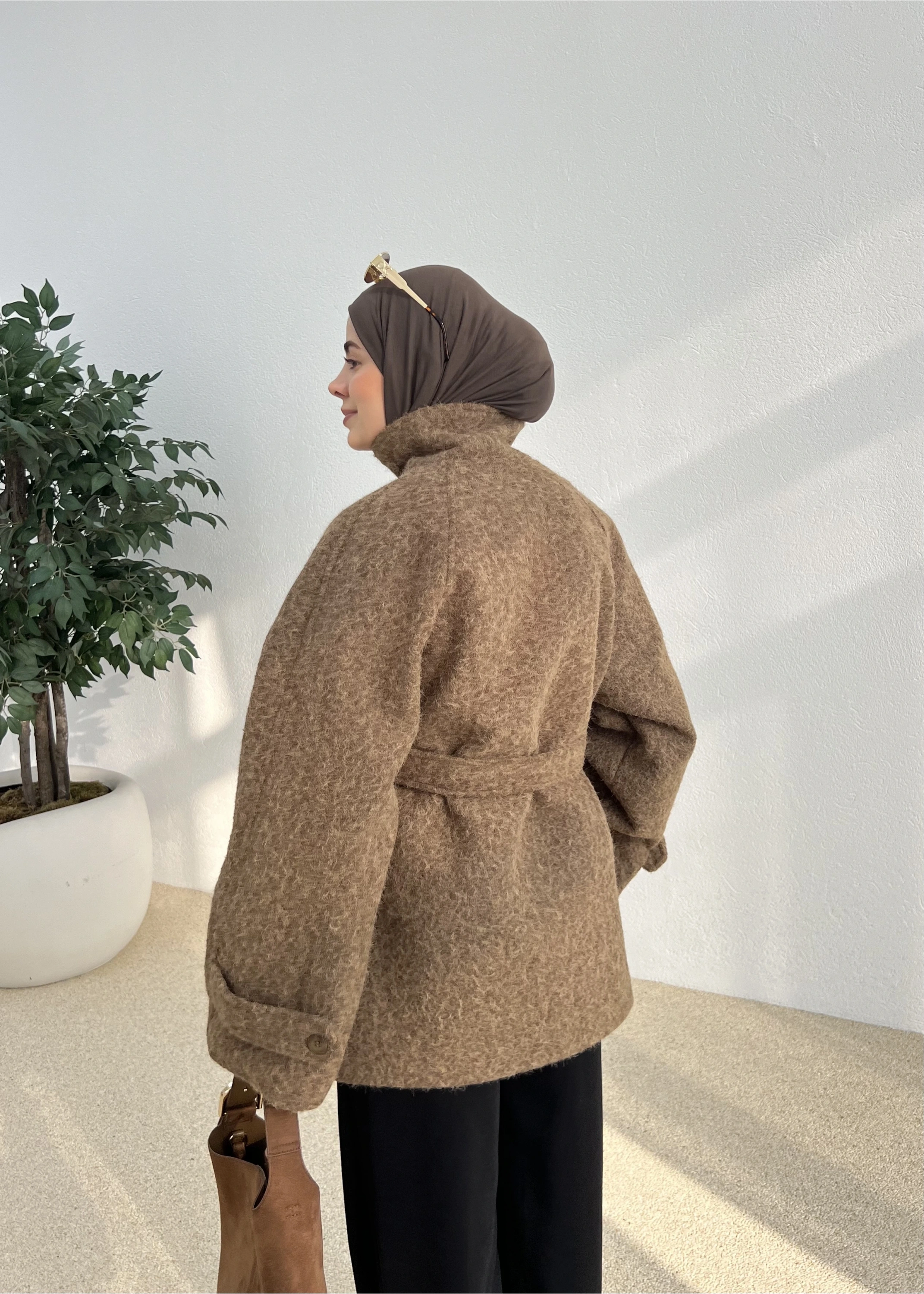 PAT DETAYLI FERMUARLI KABAN CEKET yeşil