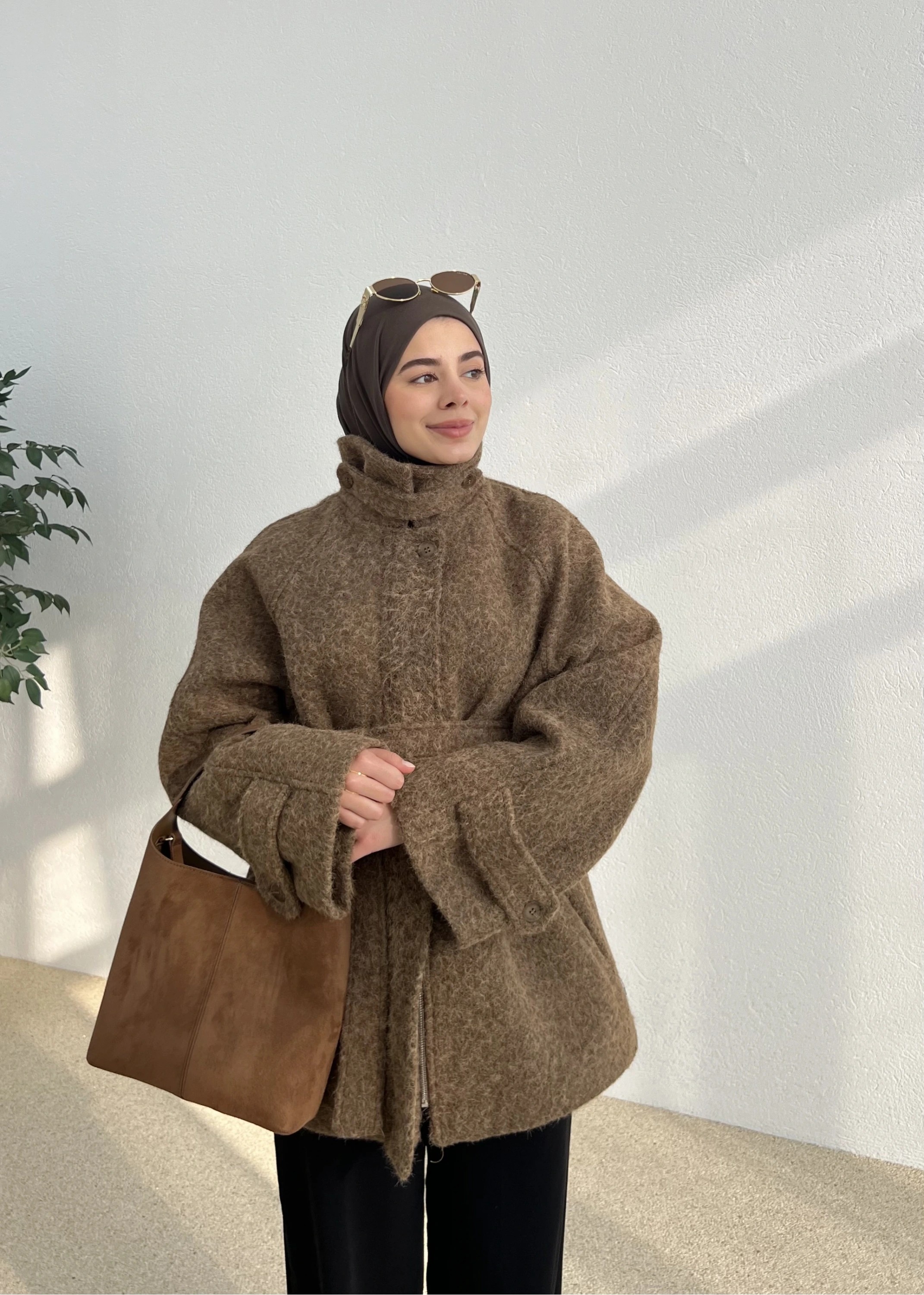 PAT DETAYLI FERMUARLI KABAN CEKET yeşil