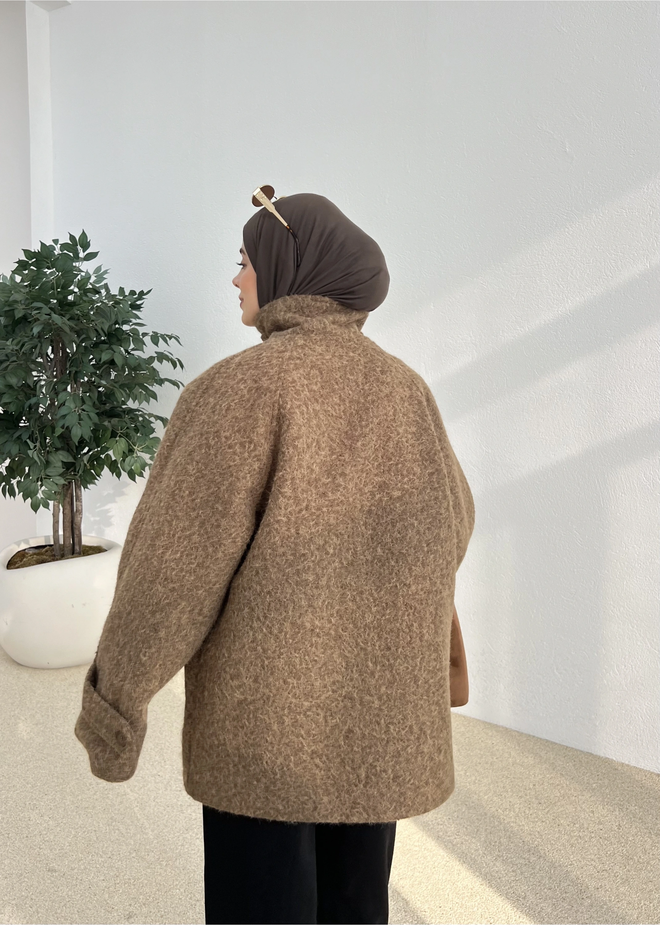 PAT DETAYLI FERMUARLI KABAN CEKET yeşil