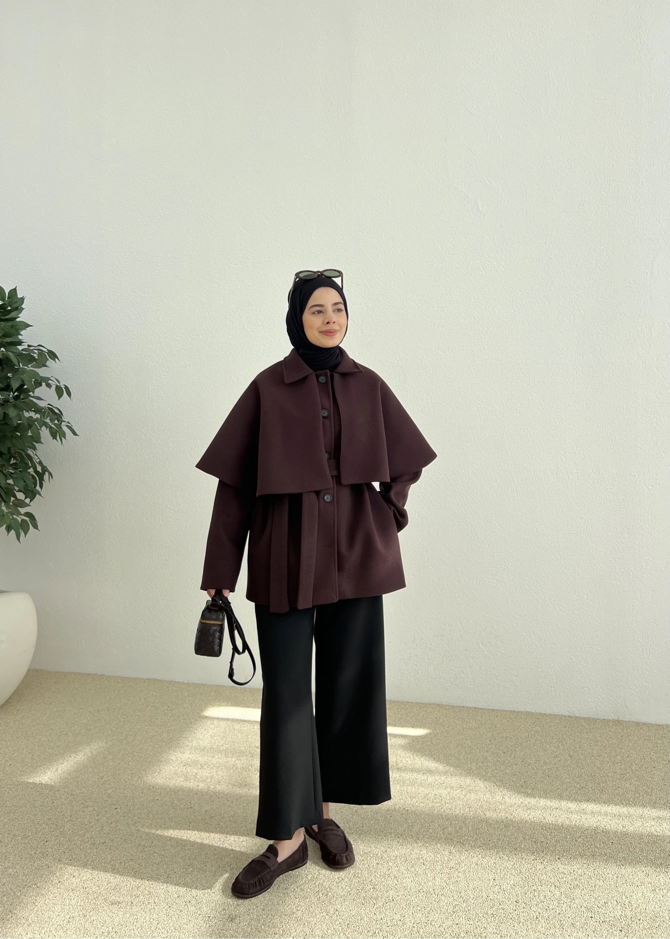 PELERİN KAŞE KABAN mürdüm