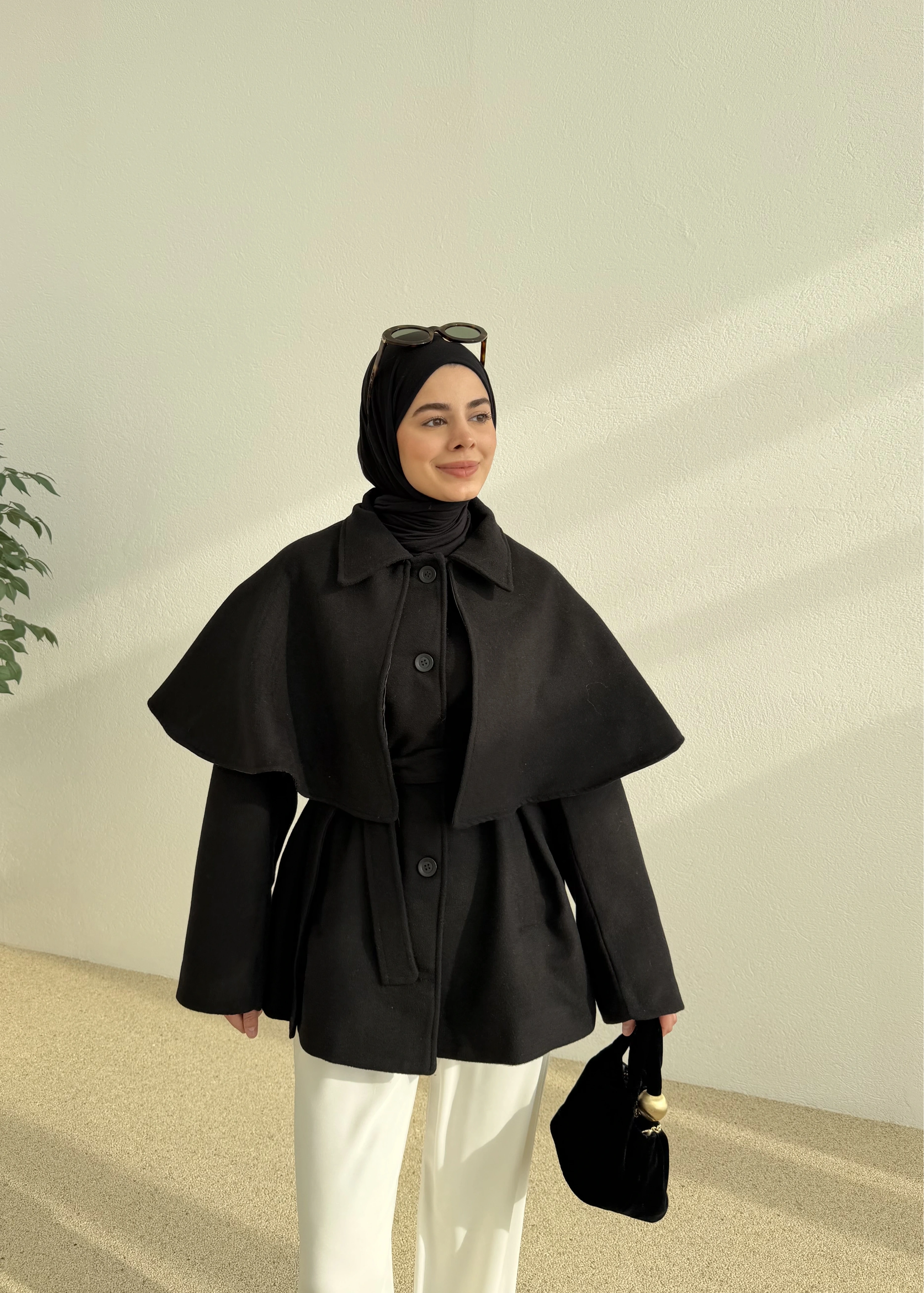 PELERİN KAŞE KABAN siyah