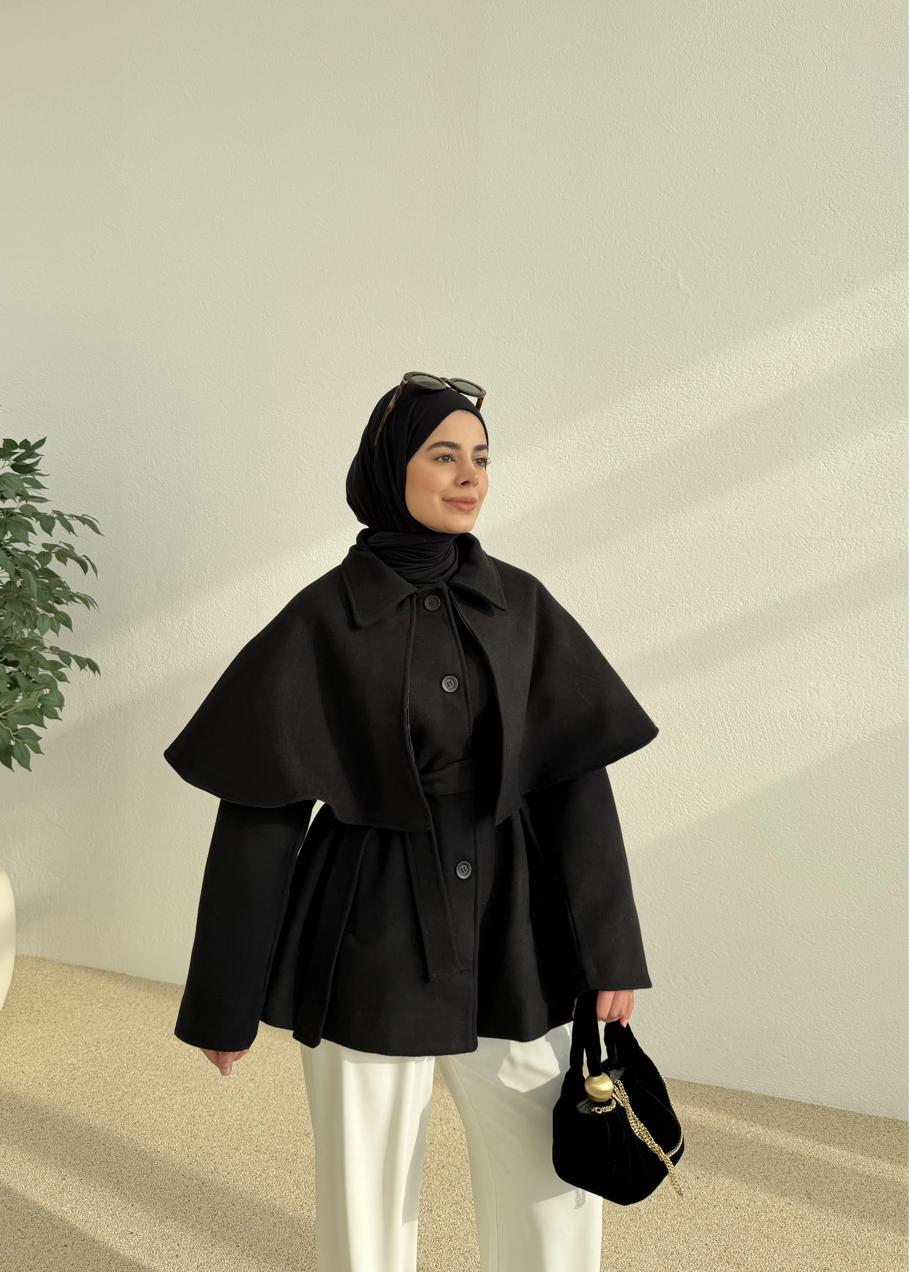 PELERİN KAŞE KABAN siyah