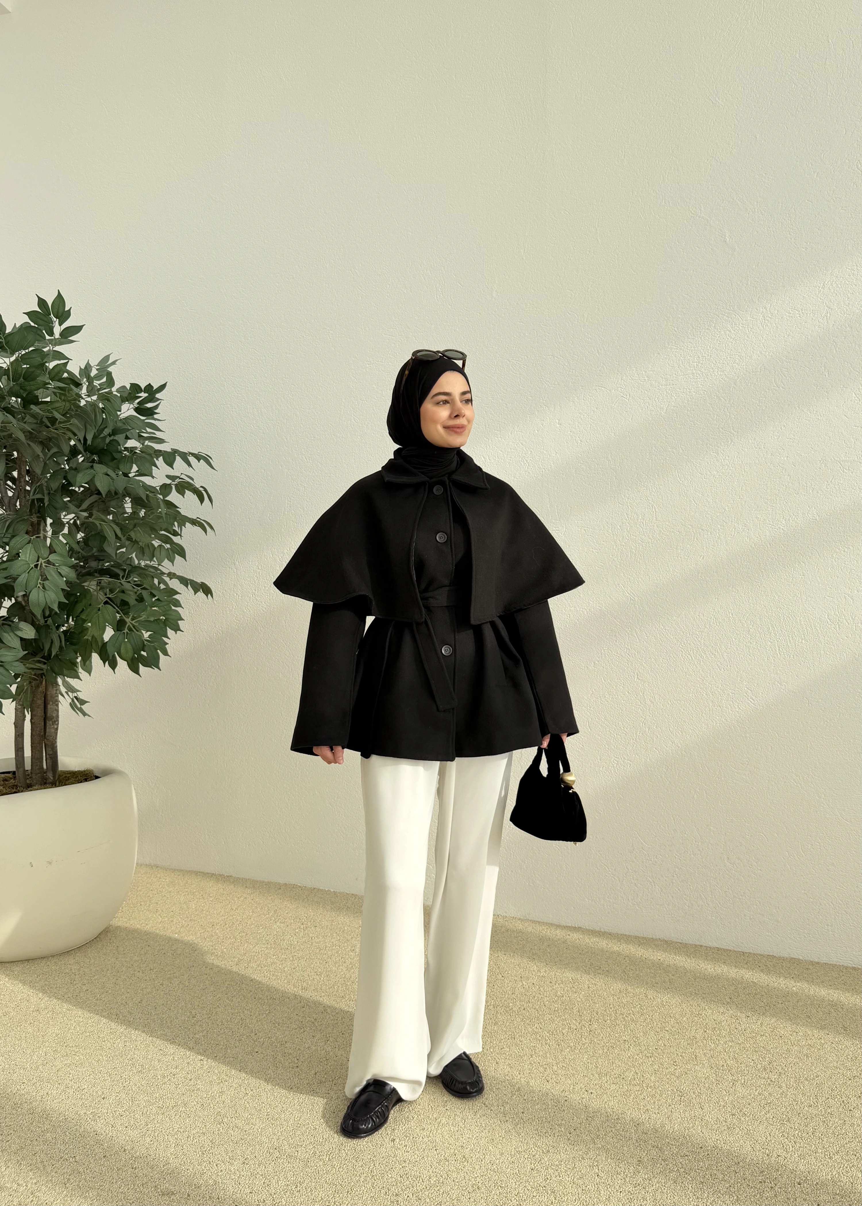 PELERİN KAŞE KABAN siyah