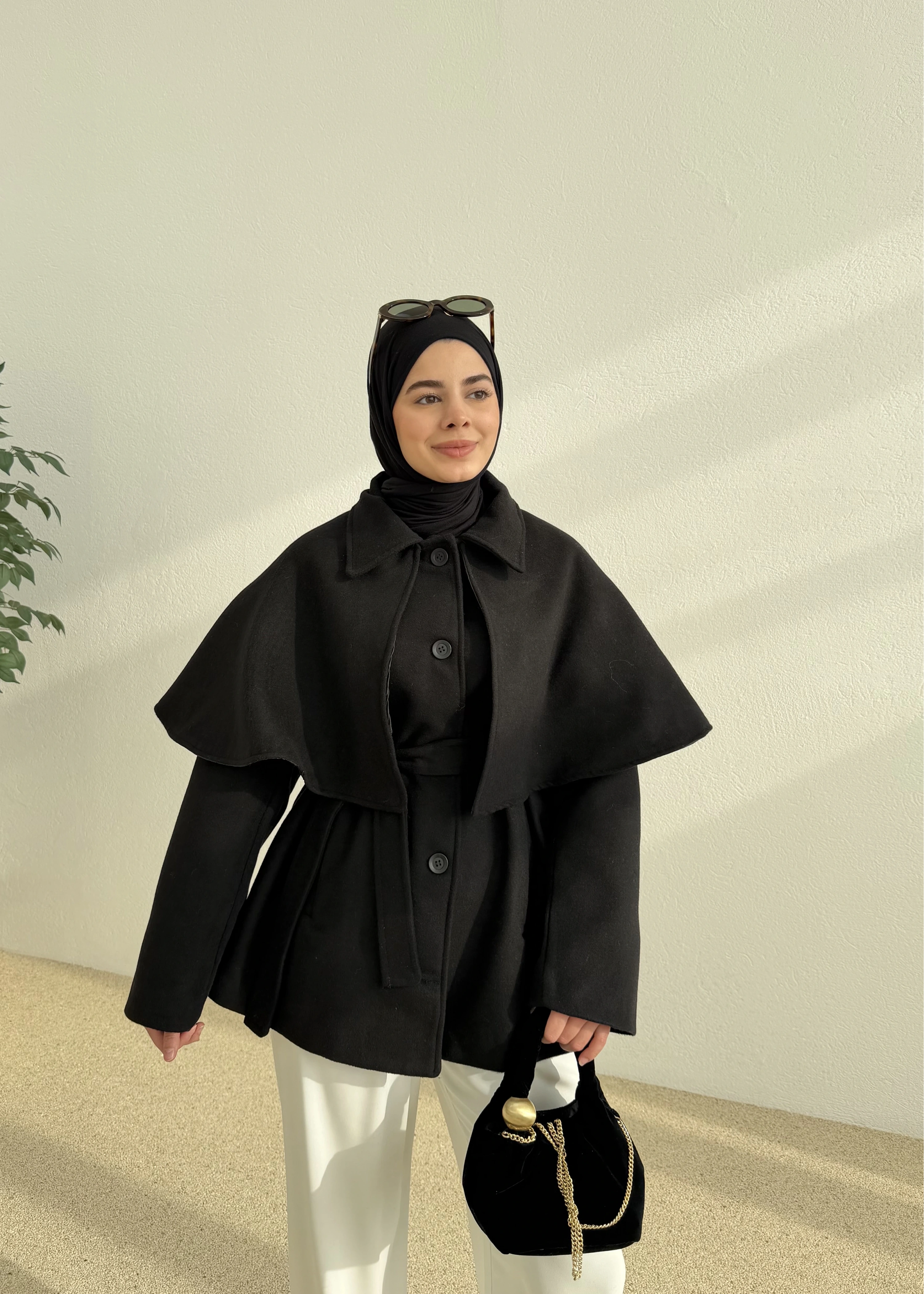 PELERİN KAŞE KABAN siyah