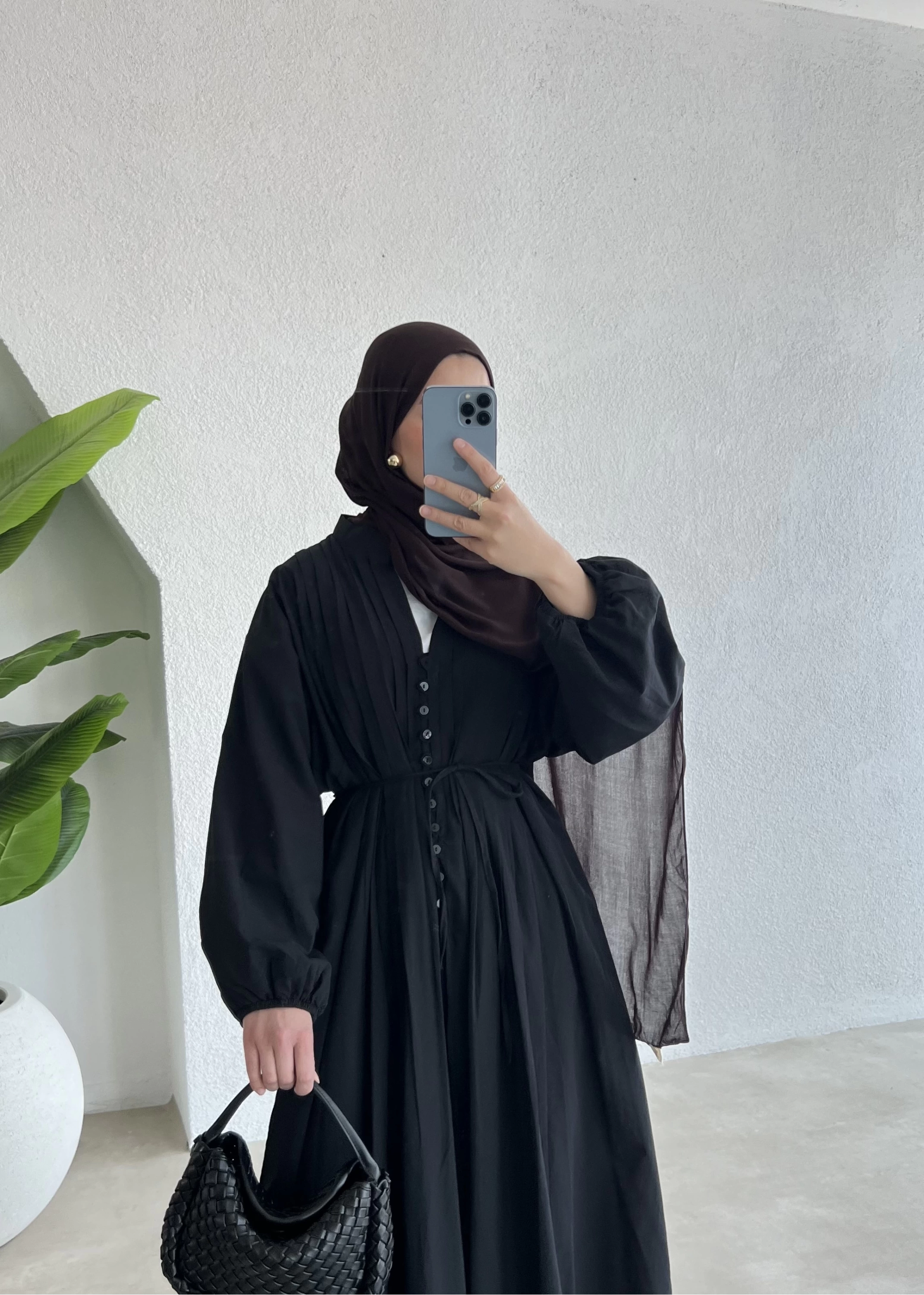 PL Düğmeli vual elbise SİYAH