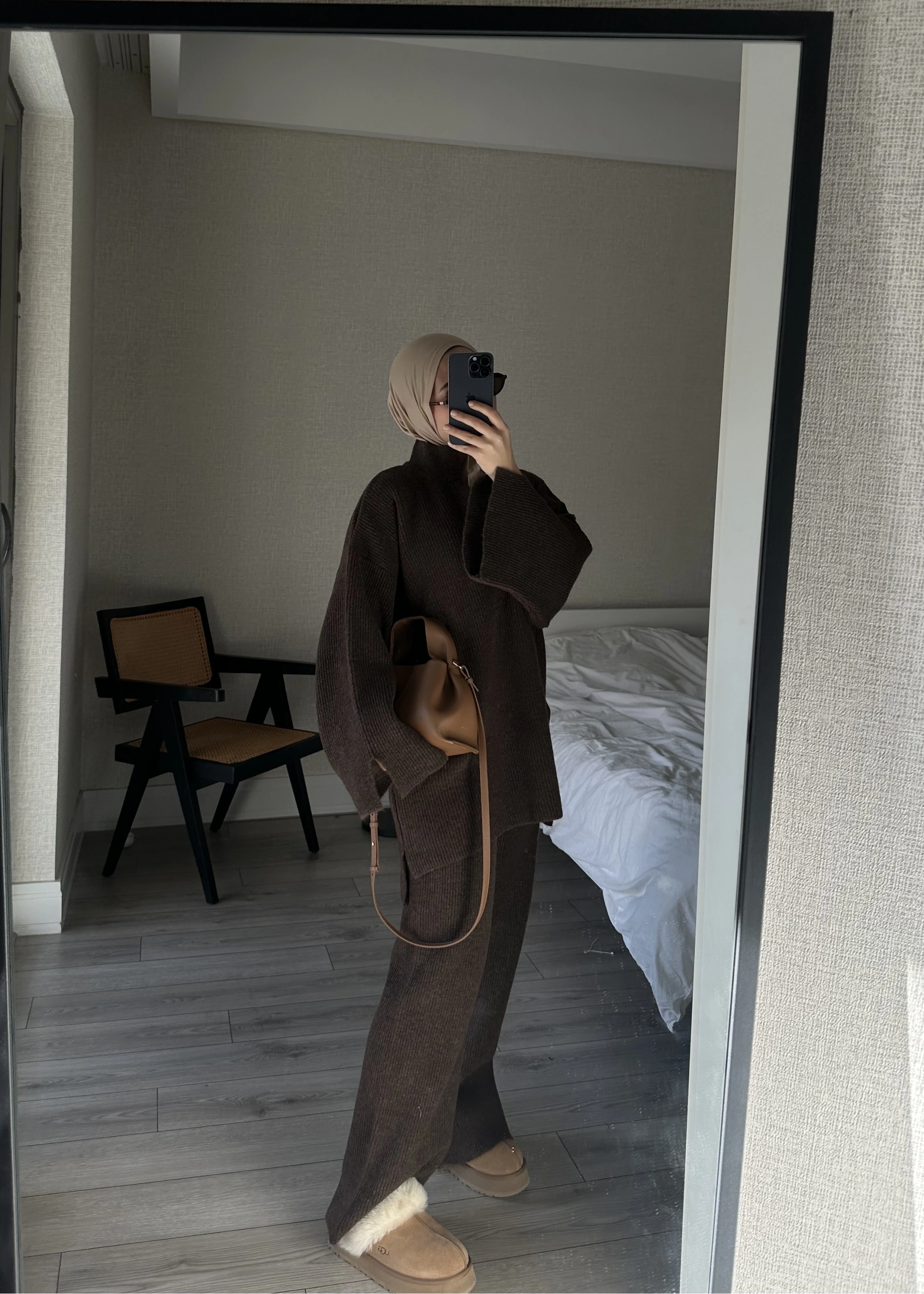 POLO YAKA ÖRGÜ TRİKO TAKIM kahve