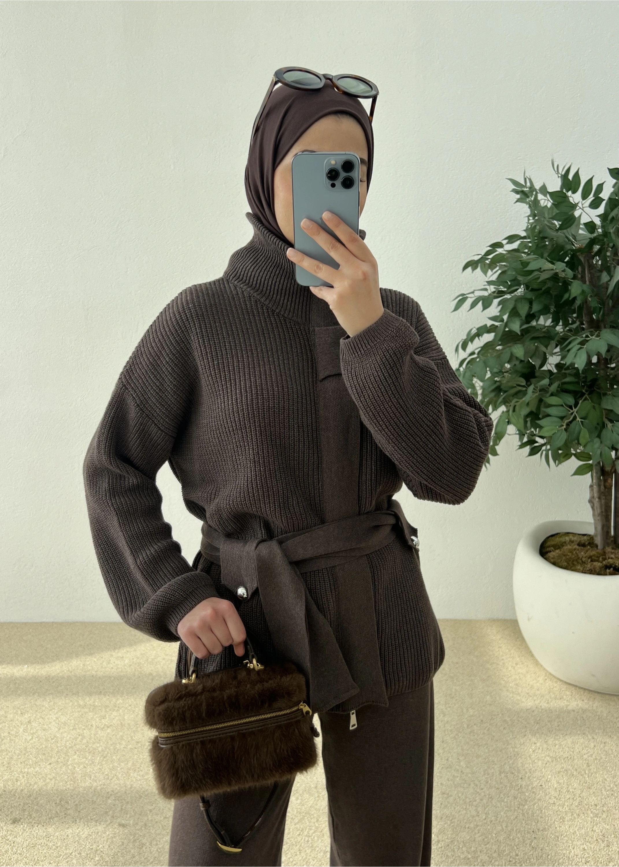 PREMİUM DÜĞMELİ TRİKO TAKIM kahve