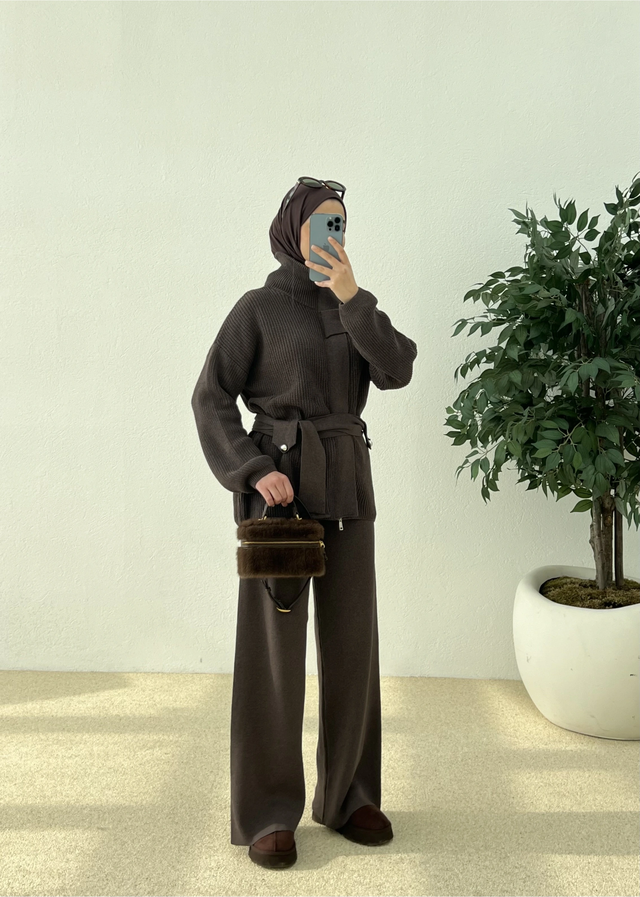 PREMİUM DÜĞMELİ TRİKO TAKIM kahve