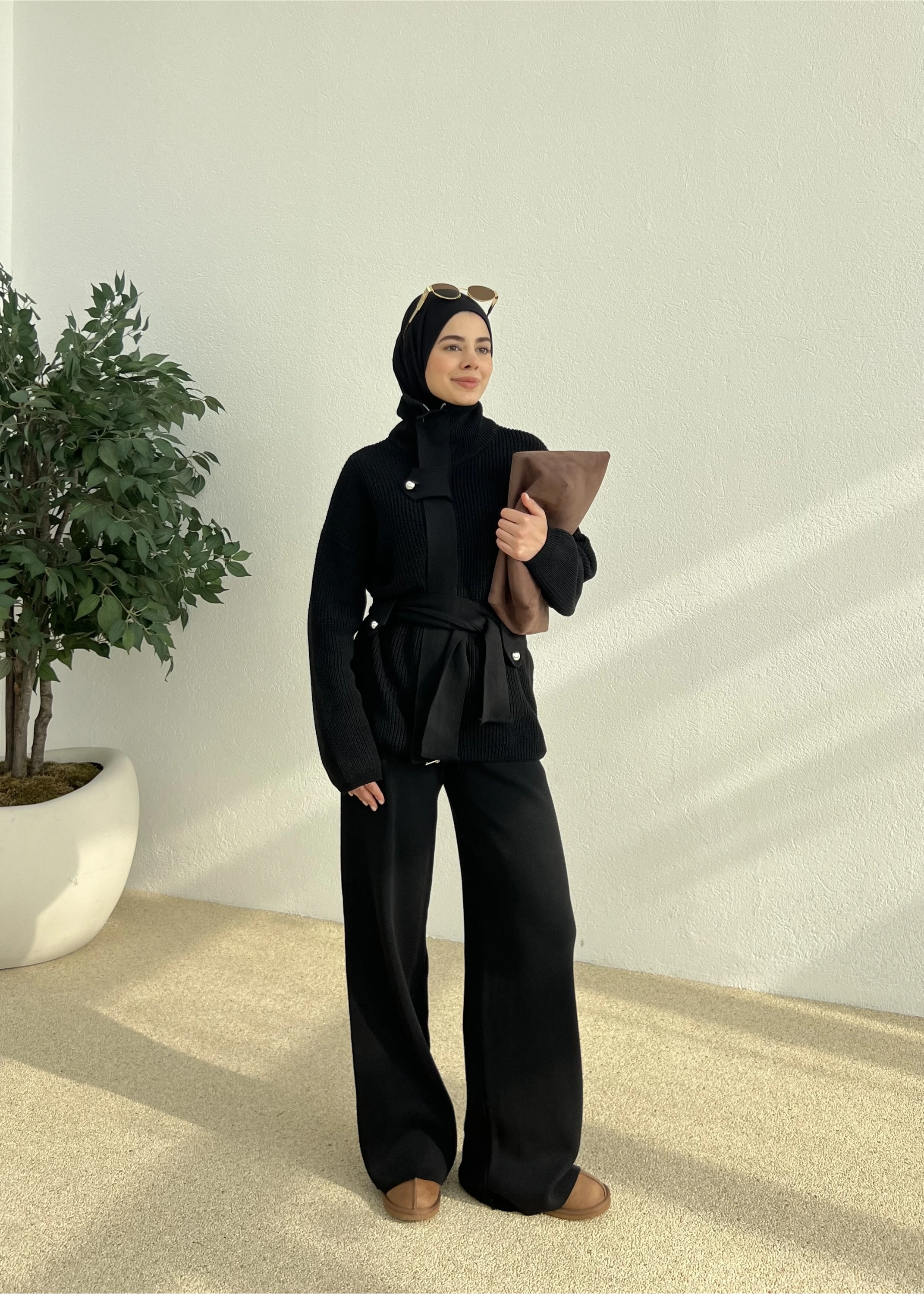 PREMİUM DÜĞMELİ TRİKO TAKIM siyah