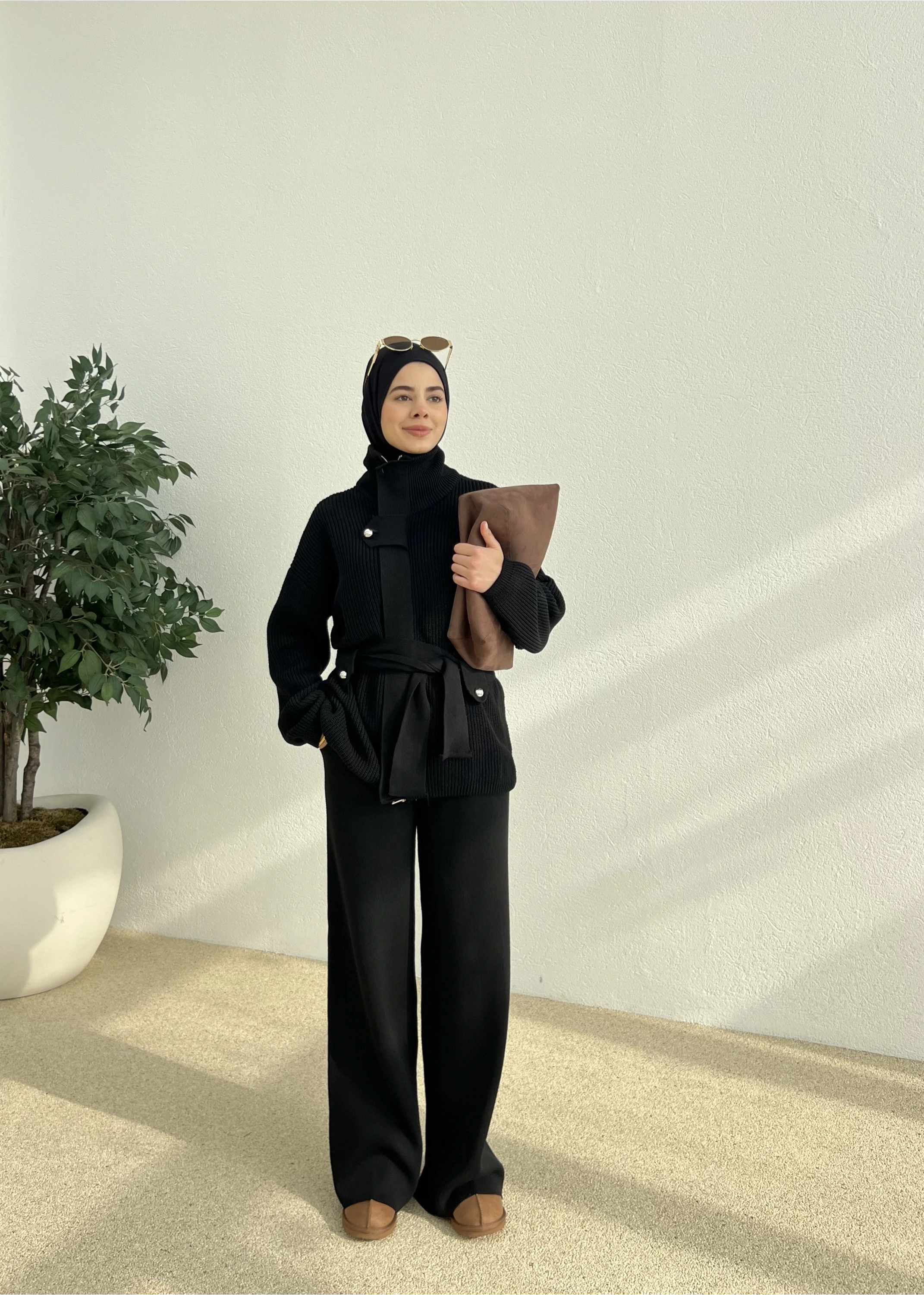 PREMİUM DÜĞMELİ TRİKO TAKIM siyah