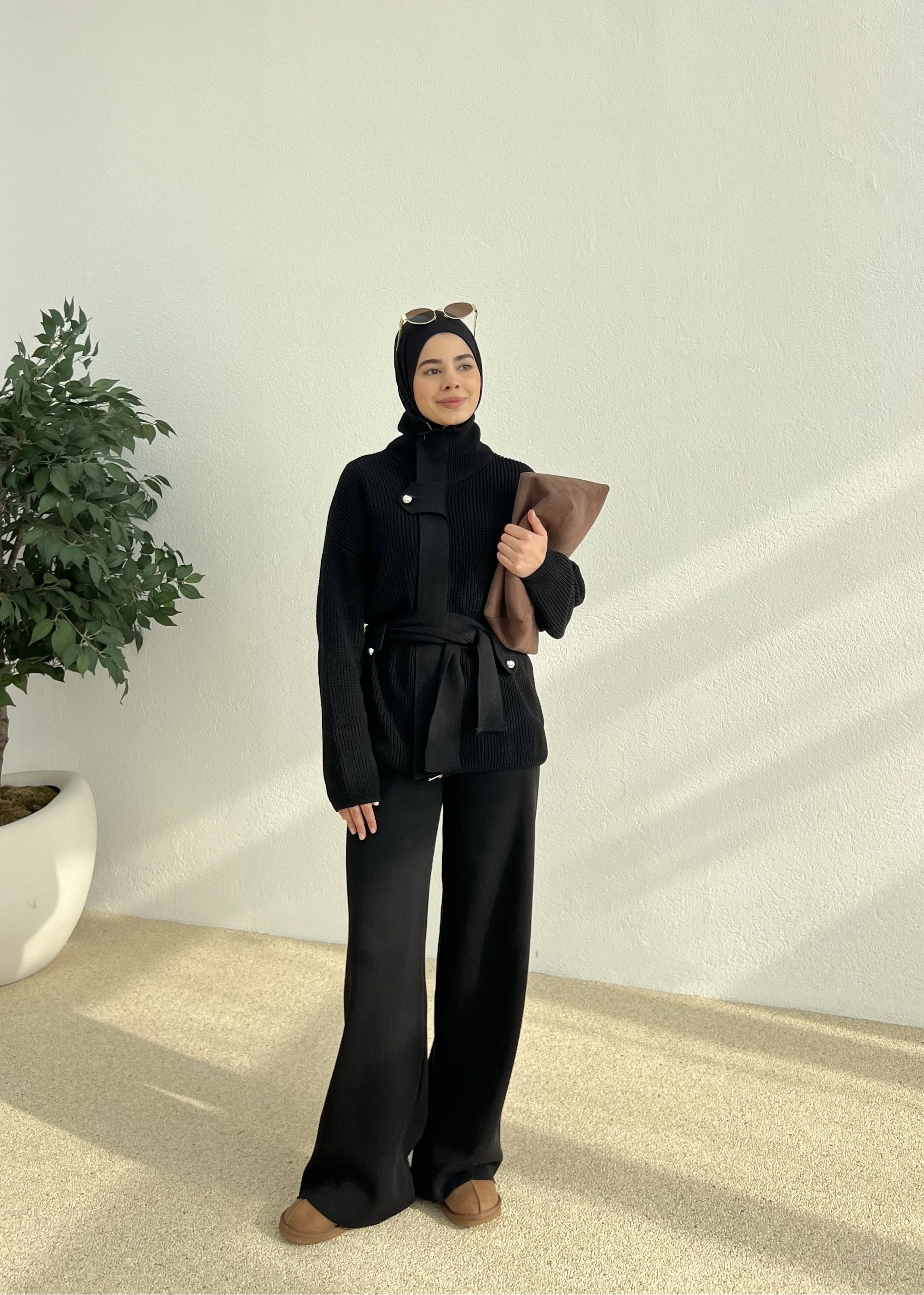 PREMİUM DÜĞMELİ TRİKO TAKIM siyah