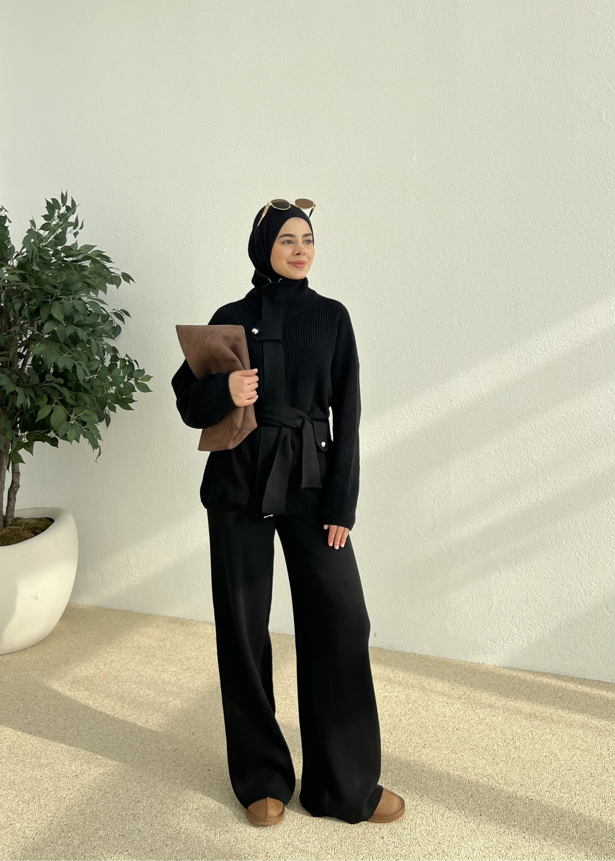 PREMİUM DÜĞMELİ TRİKO TAKIM siyah