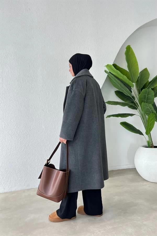 PREMİUM İTHAL ASTARLI YÜN DOKULU KABAN ANTRASİT